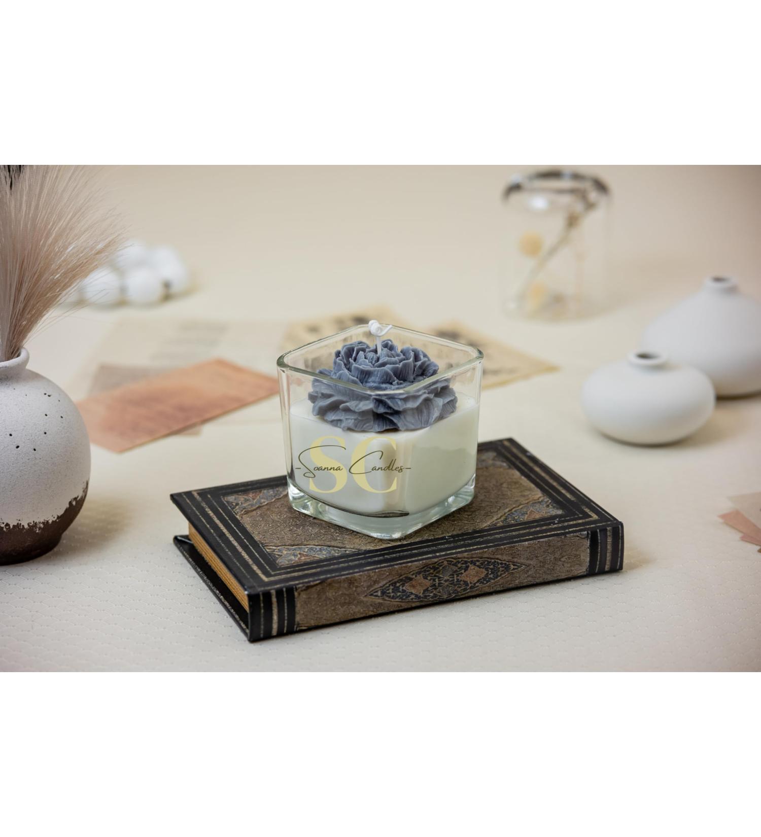 Red Peony & Rosewater Candle - 100% Natural Soy Wax in Decorative Square Jar | Perfect for Gender Reveal Birthdays & Weddings - Buy Online on GoSupps.com