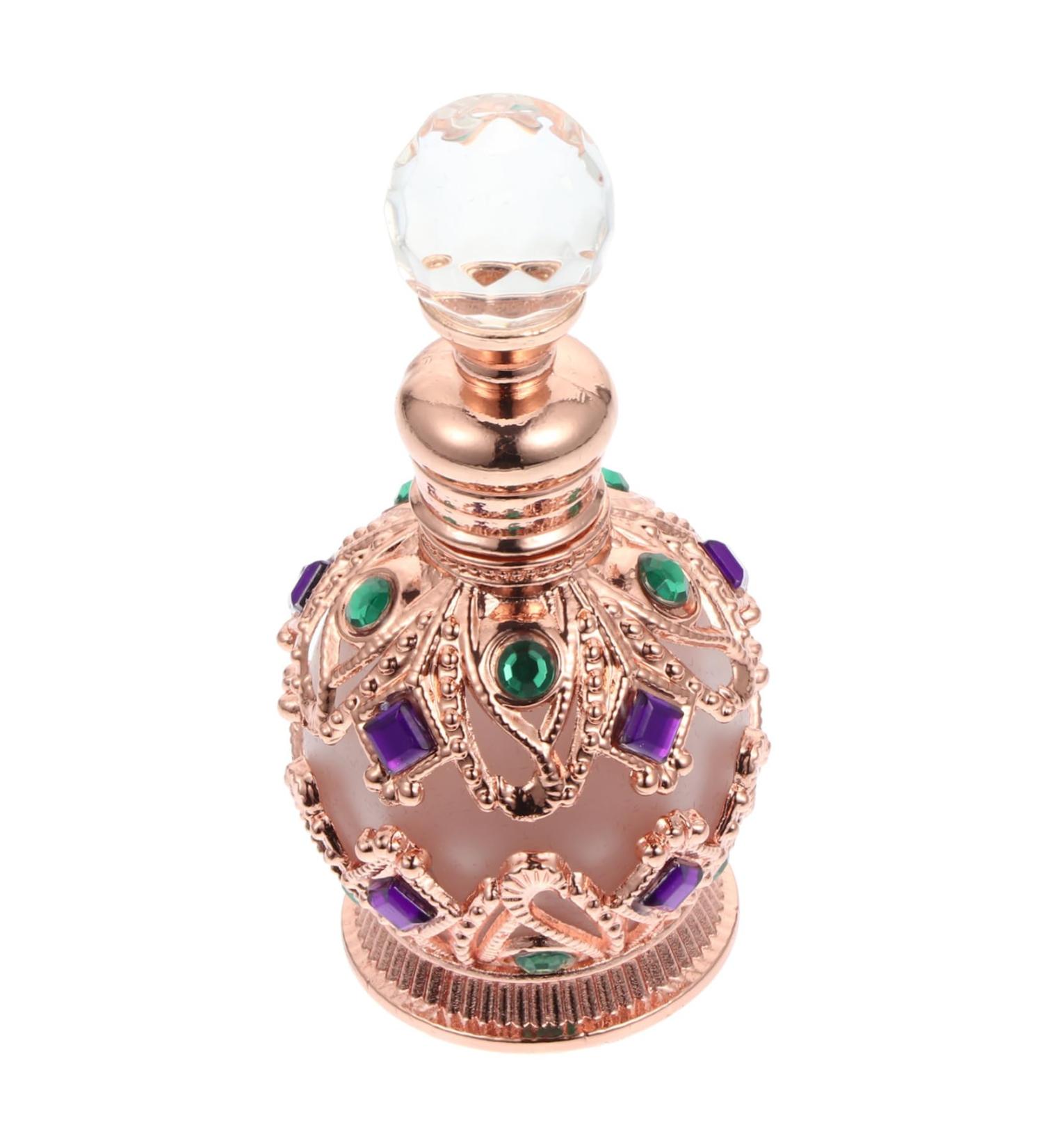 Ipetboom Essential Oil Bottle Nail Growth Oil Glass Carafe Diamonds Embedded Bottle Spice Dispenser Essential Oils for Diffusers Aromatherapy Alloy Travel Perfume Spray Bottle 15 ml Golden - Buy Online on GoSupps.com