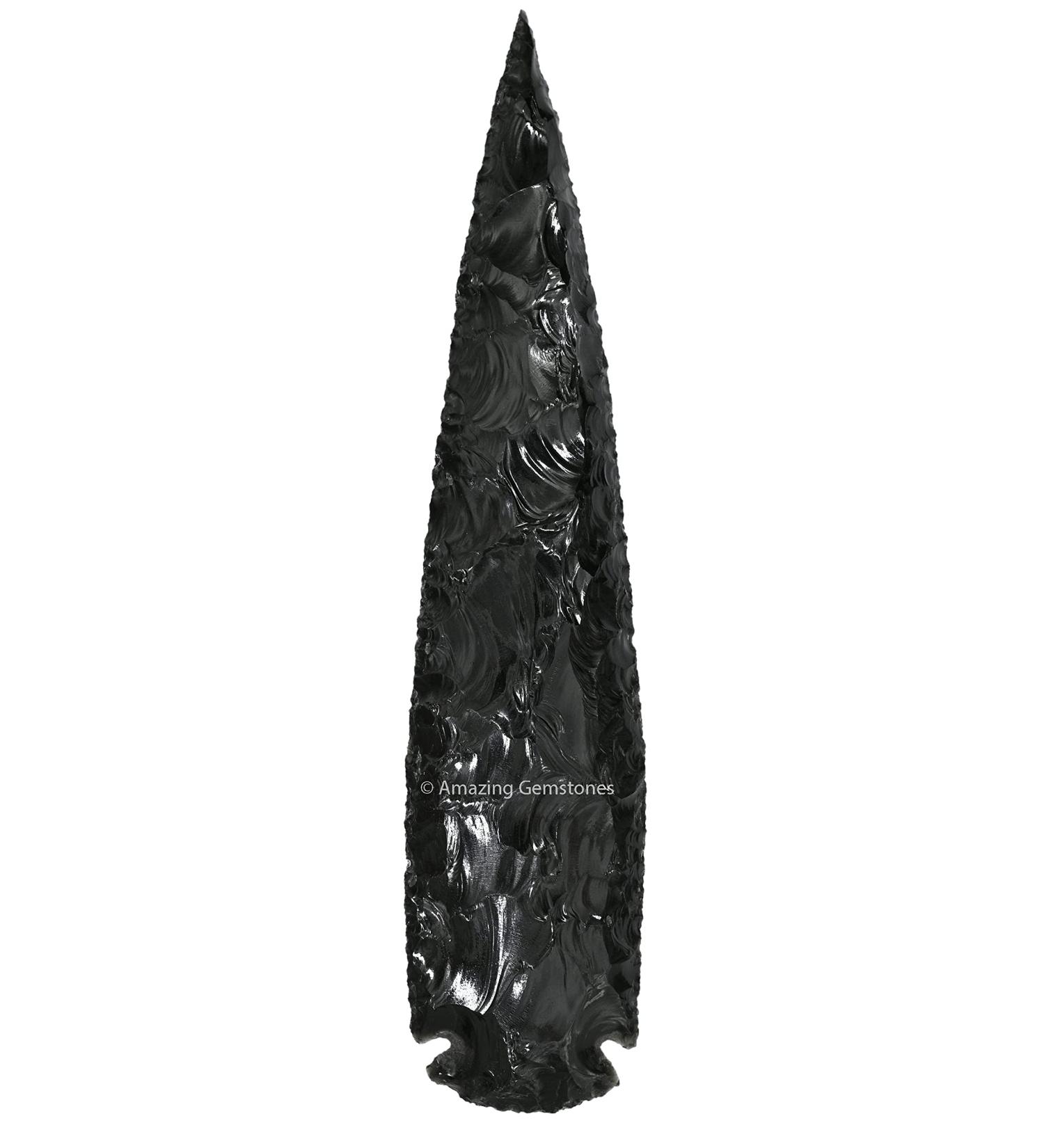 Black Obsidian Arrowhead | Crystal Healing Flint Rock | DIY Jewelry Making | 4-5 Inch Pieces - International Shipping Available - Buy Online on GoSupps.com