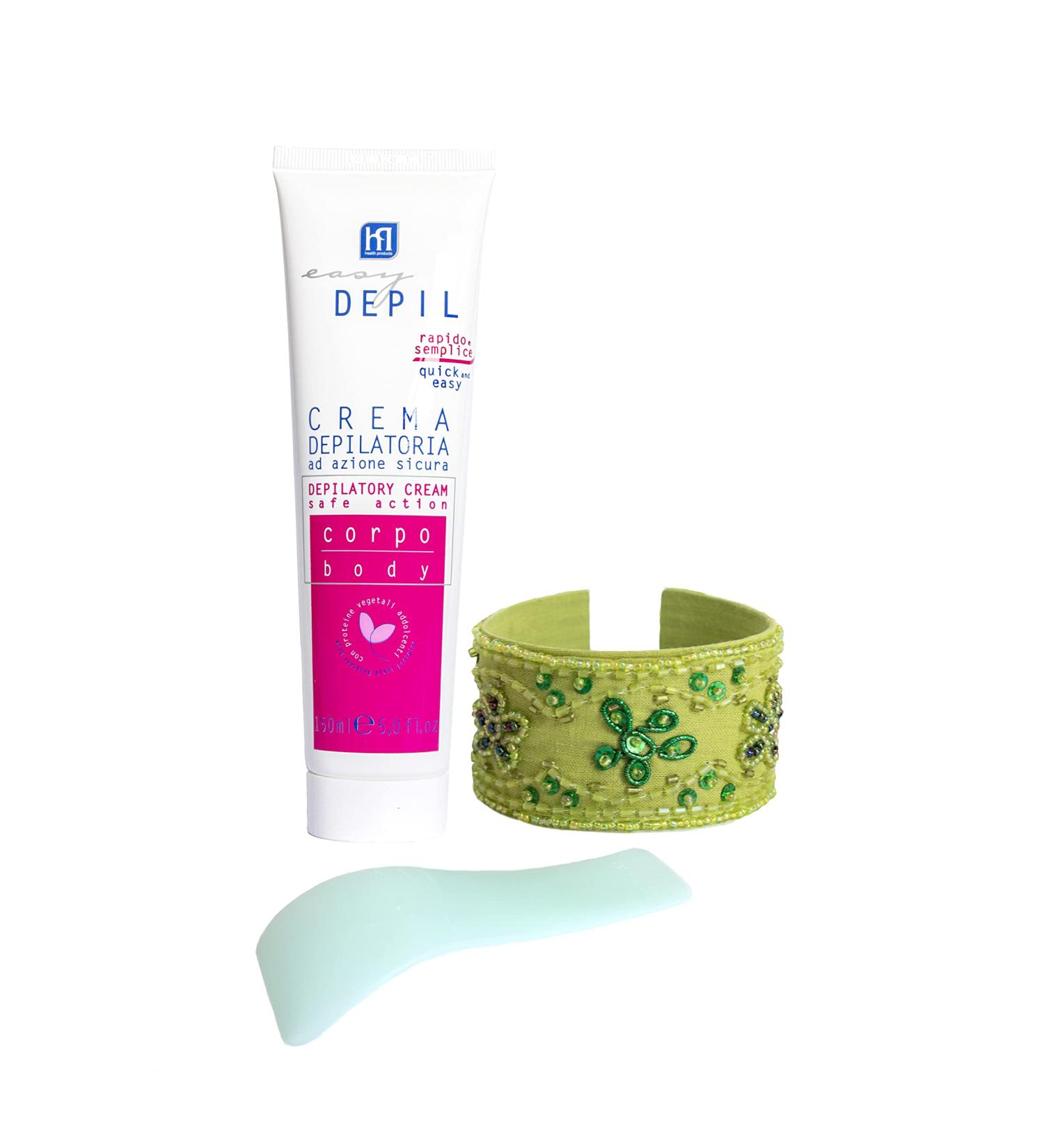  HP HEALTH PRODUCTS EASY DEPIL Easy Depil Hair Removal Cream Kit Body Legs Arm 150ml + Arabesque Bracelet Unisex Quick Easy to Use Effective Safe with Softening Plant Proteins - Pleasant Scent - Buy Online on GoSupps.com