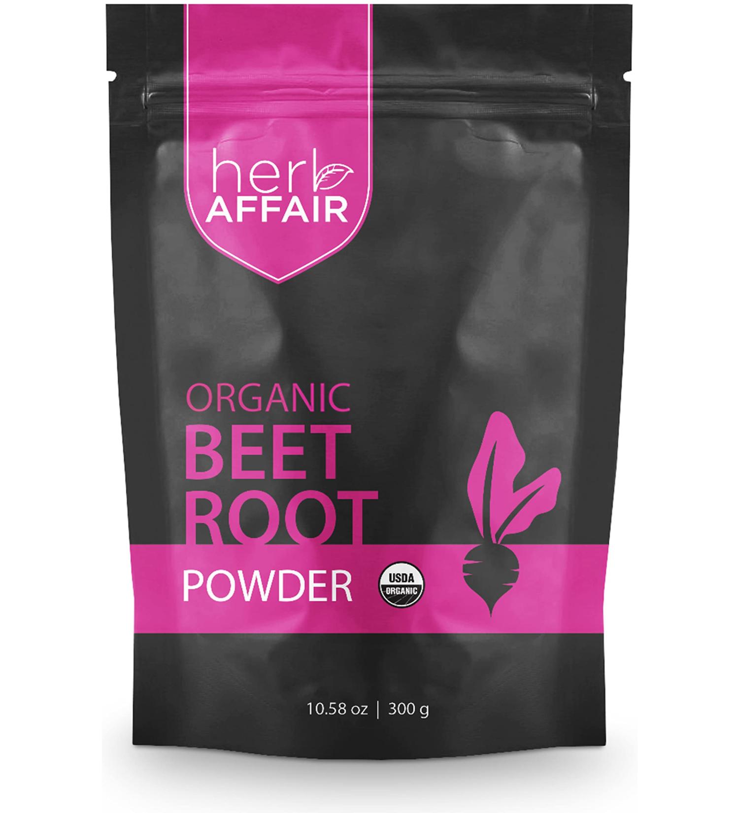 Herb Affair Organic Beet Root Powder - Natural Nitric Oxide Booster - USDA Organic Non-GMO Superfood Juice Powder - 300g - Buy Online on GoSupps.com