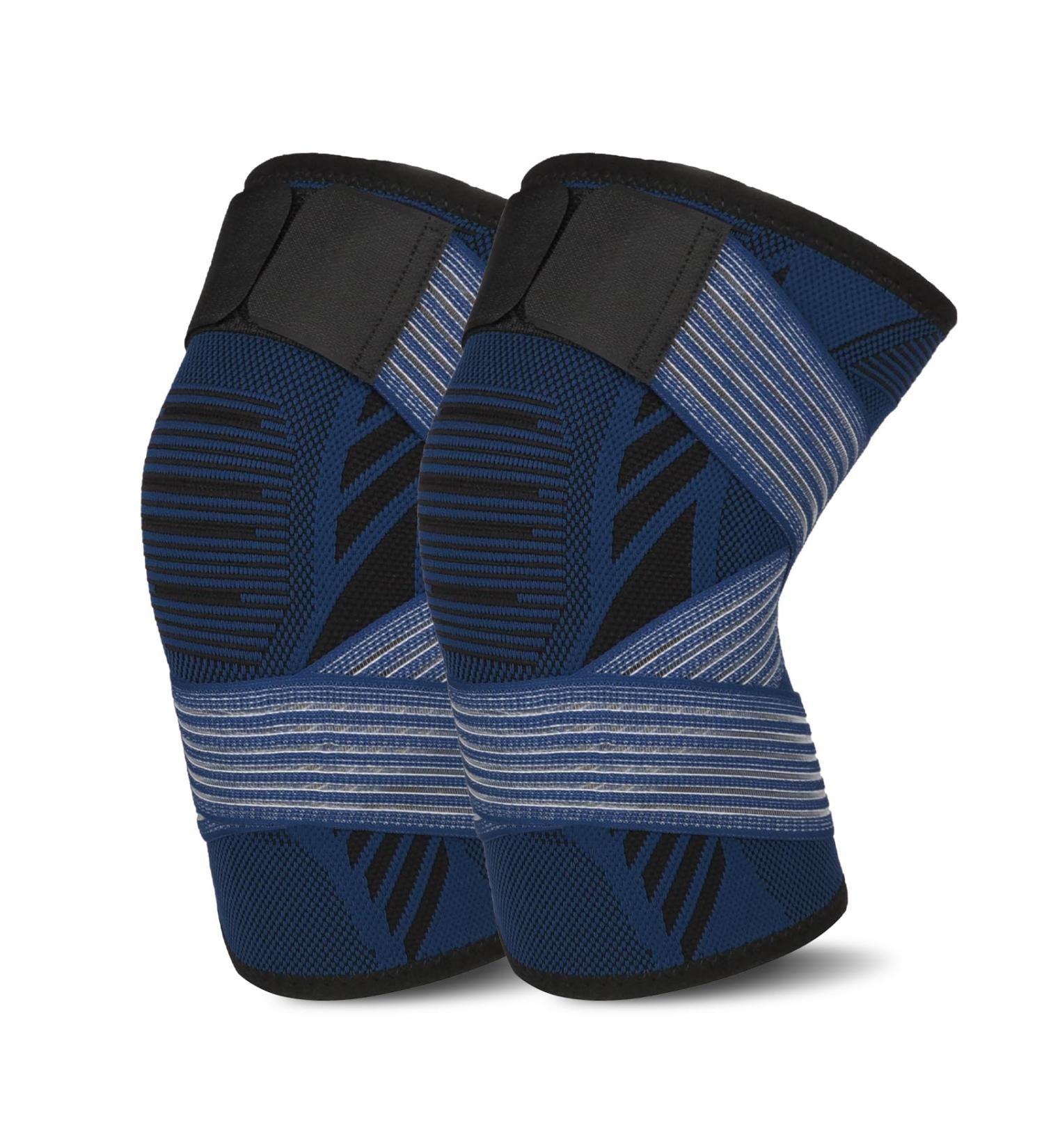 Kniebandage f r Damen & Herren 2er Set Kniesch tzer mit verstellbaren Tr gern und Anti-Rutsch-Silikon f r Sport Arthritis B nderriss Meniskusriss Marineblau M - Buy Online on GoSupps.com