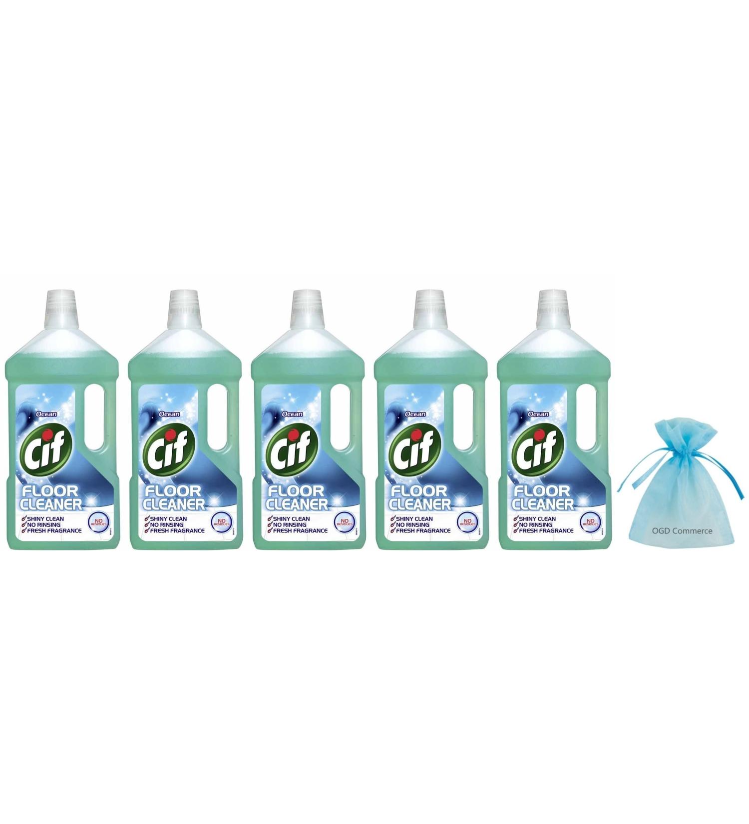 Cif Floor Cleaner All Purpose Cleaner Shiny clean 950ml Ocean Scent 5Pk + Our Gift for You: Organza Small Bag Size: 9x7x0.1cm - Buy Online on GoSupps.com