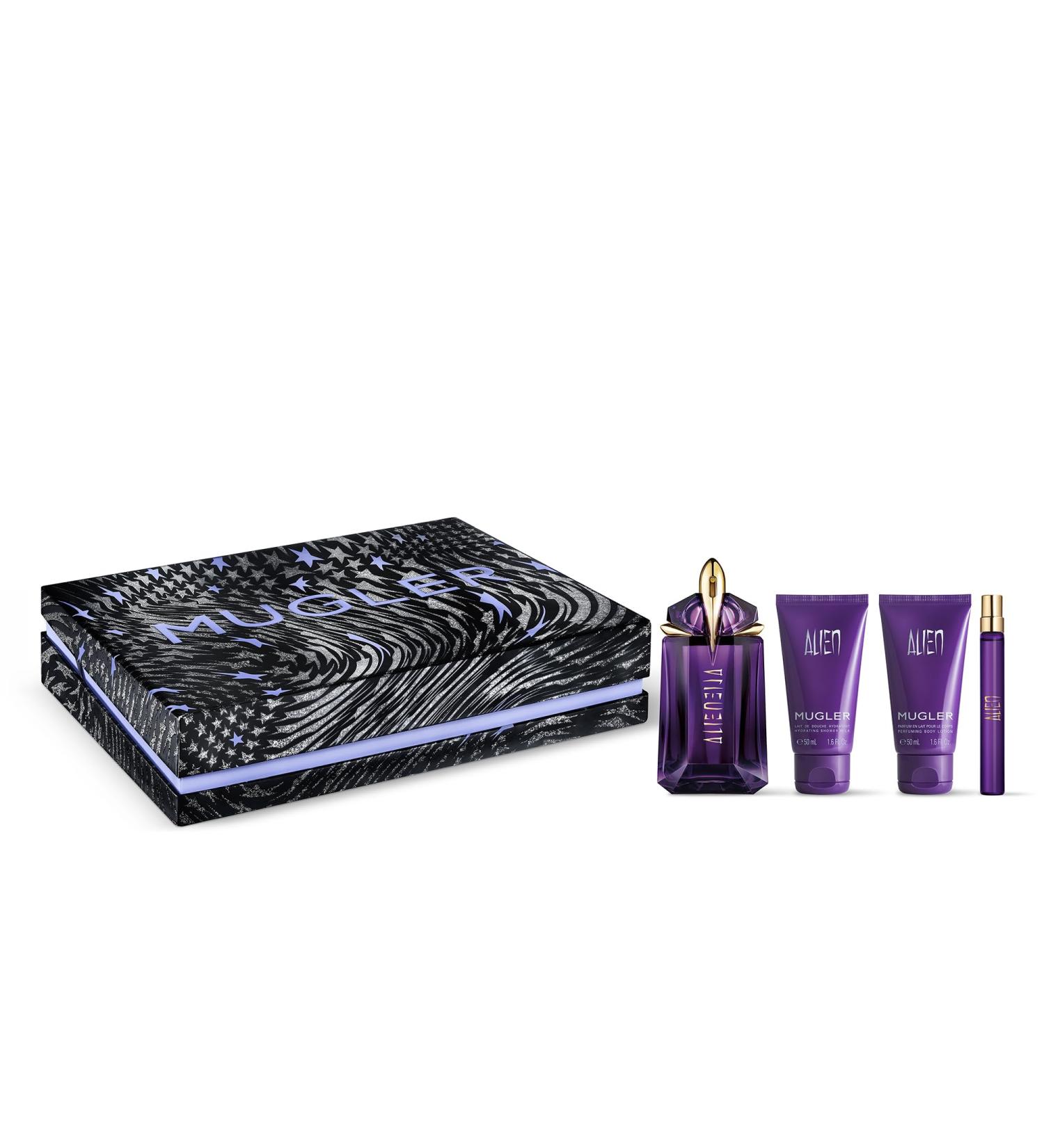 Mugler Alien Eau de Parfum - Women's Fragrance Set ($215 Value) - Floral & Woody - Perfume 2 Fl Oz 1.6 Fl Oz Body Lotion 1.6 Fl Oz Shower Gel 0.33 Fl Oz Travel Size Perfume - Buy Online on GoSupps.com