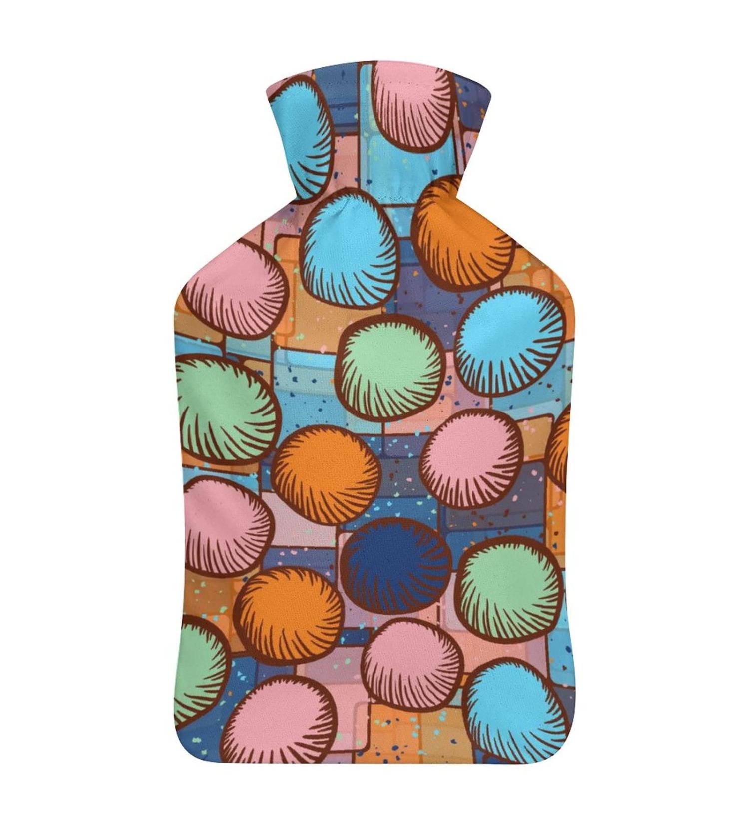 Color Circles Hot Water Bottle with Plush Cover - Hand Warmer for Adults & Kids | 26.5x15.3cm - International Shipping Available - Buy Online on GoSupps.com