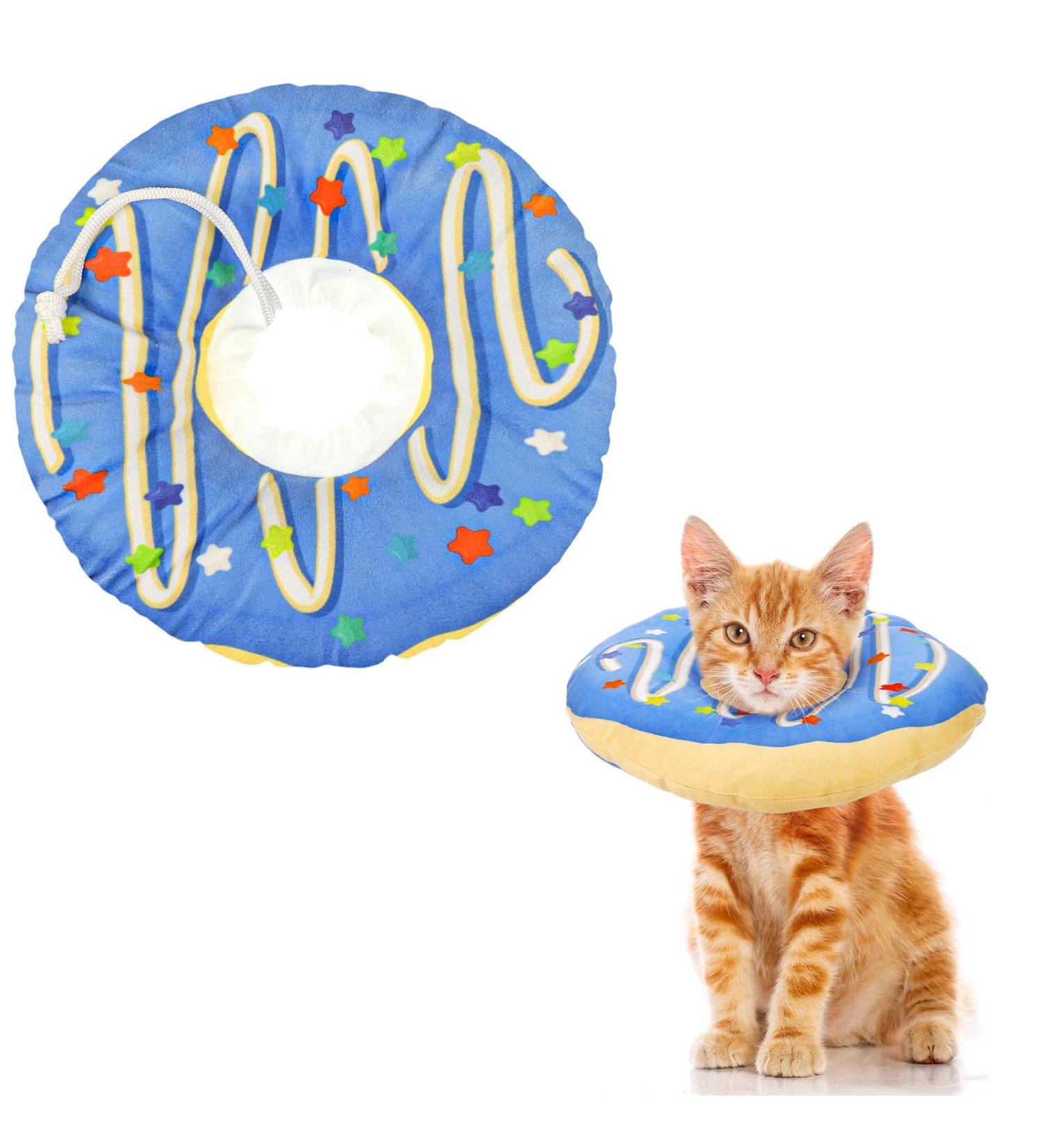 Halinuia Donut Halskrause Cat Collar | Adjustable Soft Anti-Bite Protective Collar for Kittens & Puppies - Post-Surgery & Injury Recovery (Blue M) - Buy Online on GoSupps.com