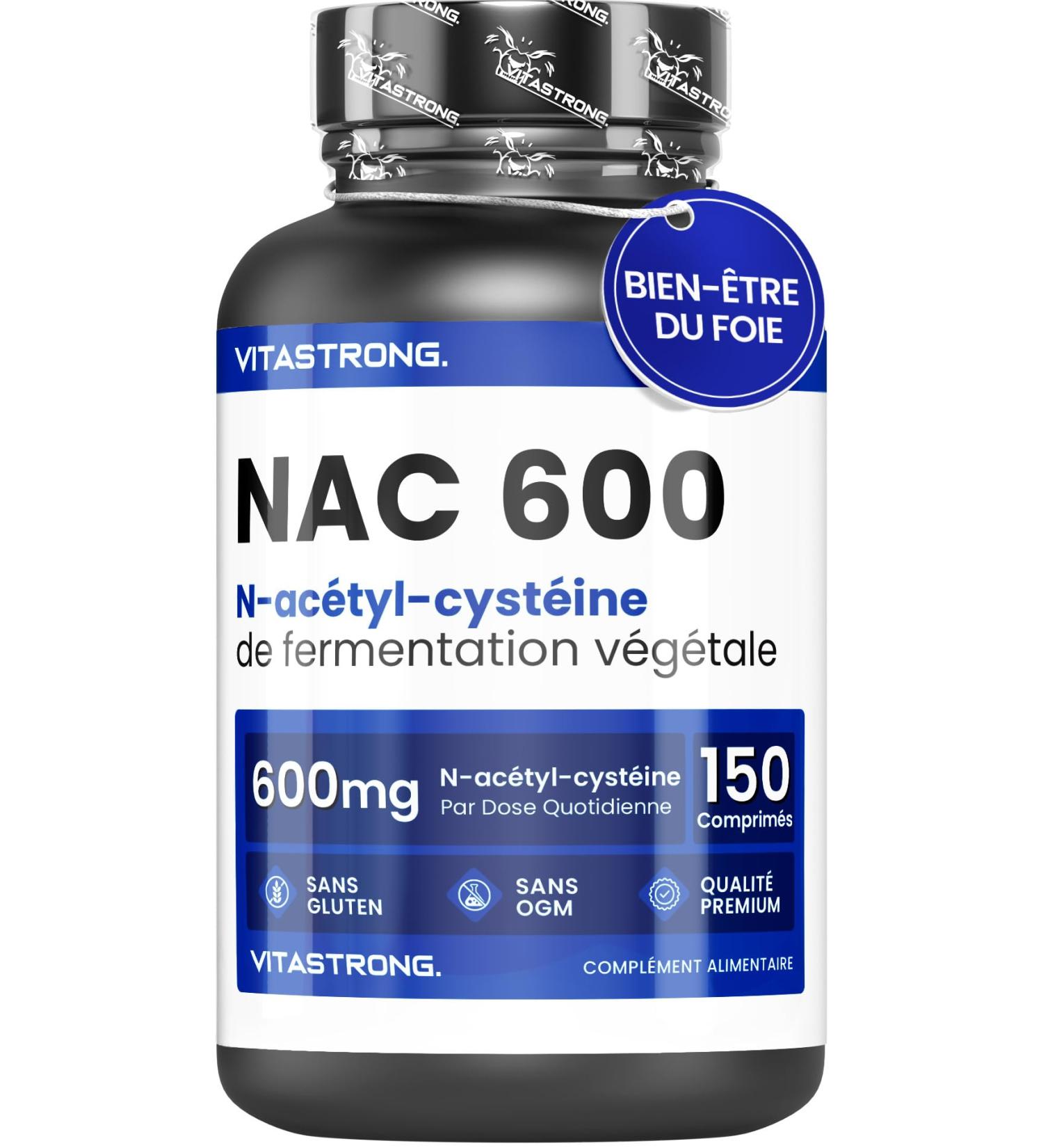 NAC N-Acetyl-Cysteine 600mg Vitastrong - 150 Vegan Tablets - NAC 600mg - Antioxidant Supplement Glutathione Synthesis - Effective Formula - Premium Quality - Buy Online on GoSupps.com