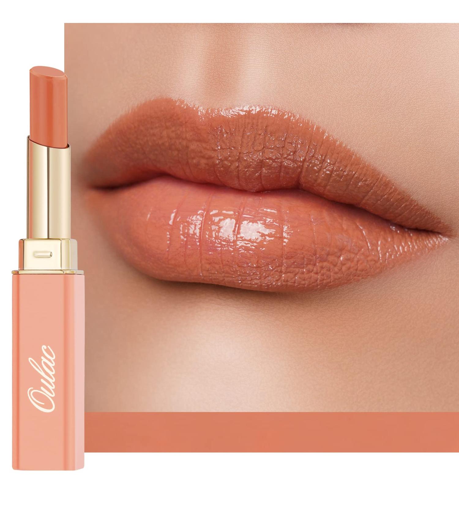 Oulac Moisturising Lipstick Nude Peach - Hydrating Lipstick & Tinted Lip Balm for Dry Lips | Medium Coverage Lip Colour | Juicy Glossy Finish | Vegan & Cruelty-Free | Se orita (05) - Buy Online on GoSupps.com