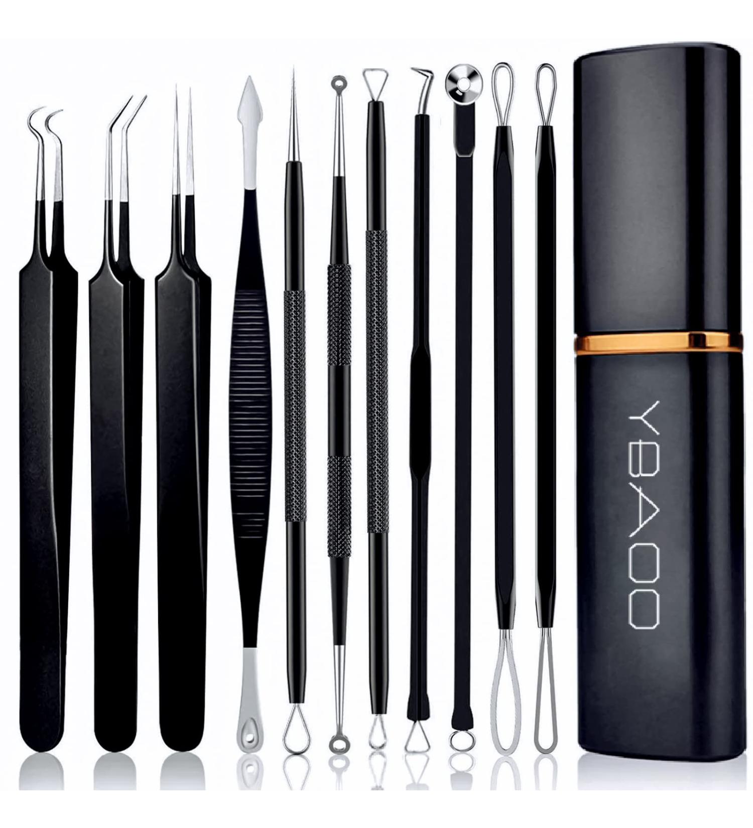 Pimple Popper Tool Kit 11 Pcs - Blackhead Remover and Pimple Extractor Tools with Metal Case for Quick and Easy Removal of Blackheads, Pimples, Whiteheads, Zits - Facial and Nose Care - Buy Online on GoSupps.com