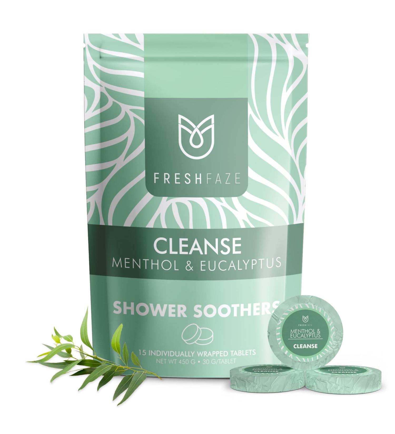 Fresh Faze Menthol & Eucalyptus Shower Steamer - Organic Essential Oils - Aromatherapy for Stress Relief - 15 Tablets - Buy Online on GoSupps.com