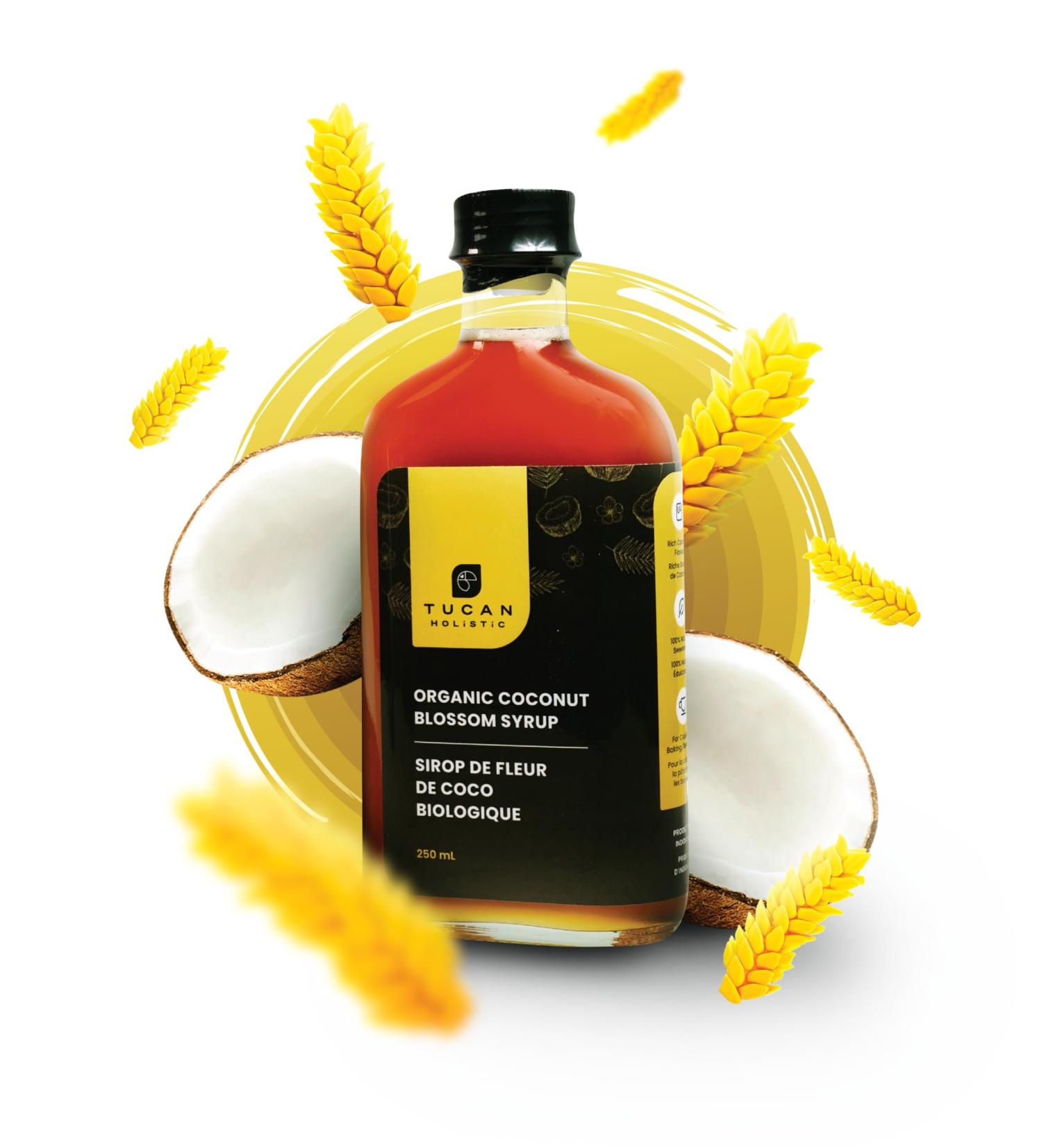 TUCAN HOLISTIC Organic Coconut Blossom Syrup A low-glycemic 100% natural sweetener with a rich caramel flavor. Perfect for pancakes coffee tea baking and more. Vegan gluten-free preservative-free and packaged in a 250ml glass bottle for pure guilt-free sw - Buy Online on GoSupps.com