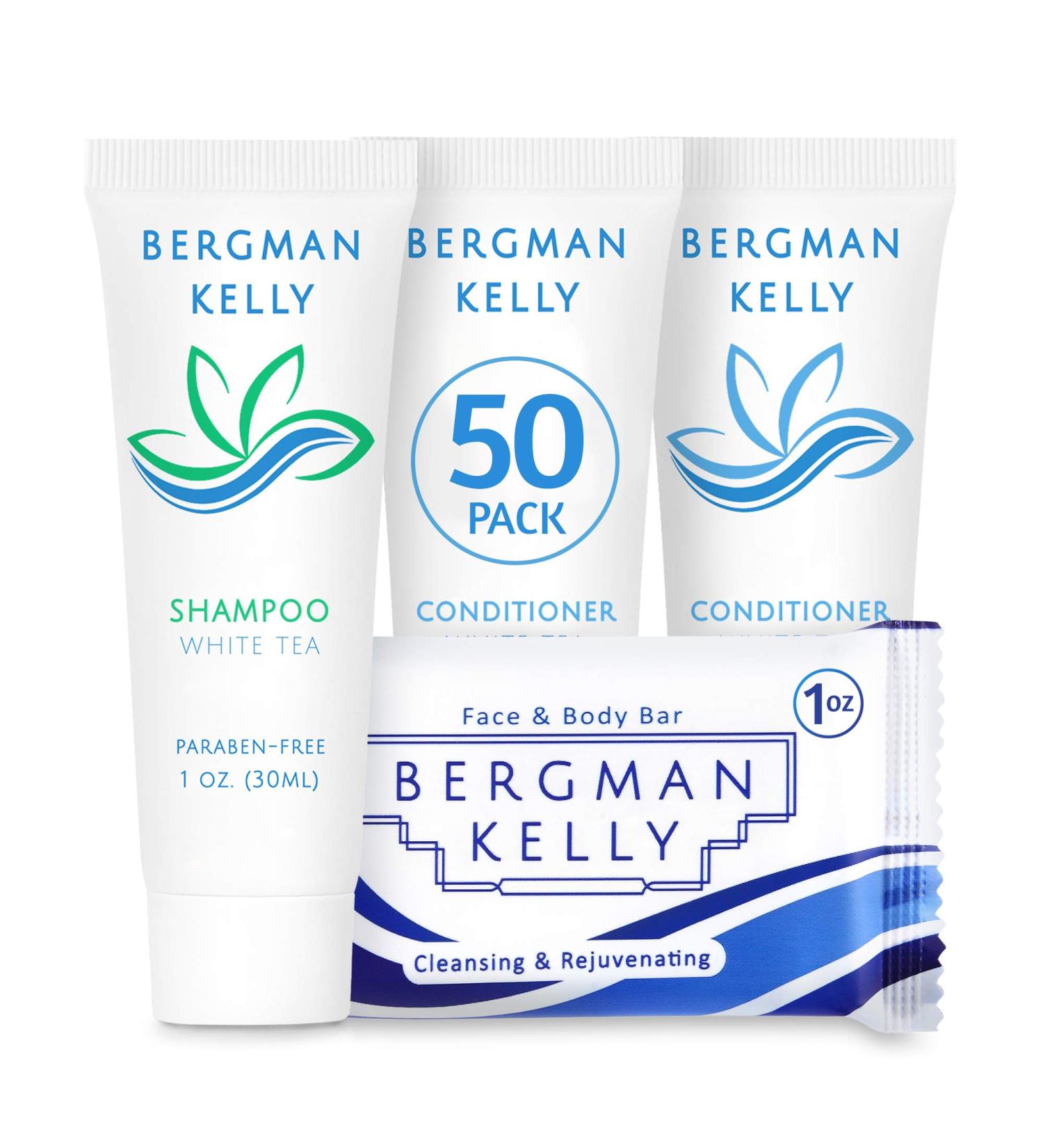 BERGMAN KELLY Rectangular Hotel Soap Bars Shampoo & Conditioner Set - White Tea 1 oz (150 pc) - Mini Travel Toiletries & Bulk Amenities - Buy Online on GoSupps.com