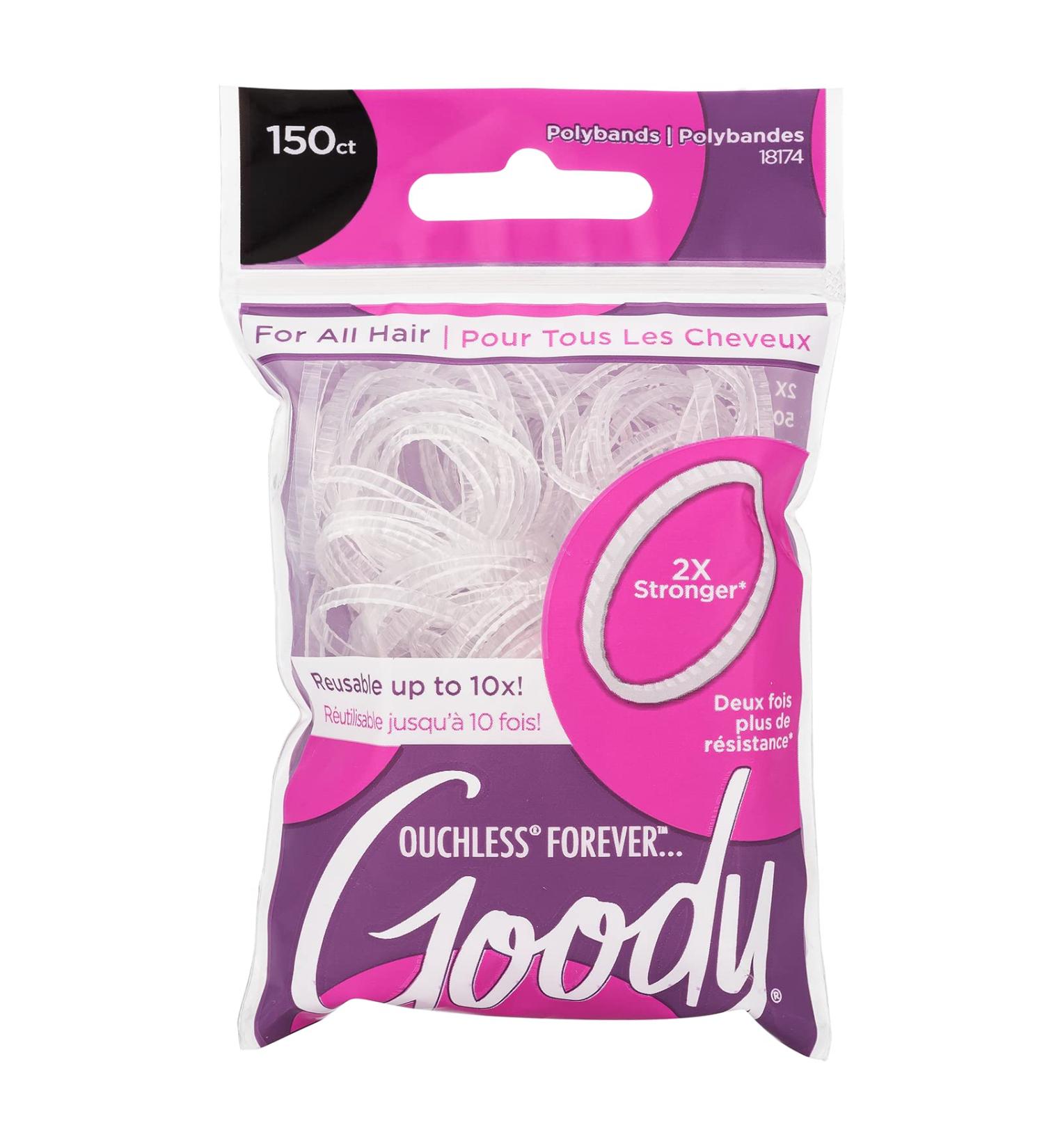 Goody Ouchless Clear Polyband Elastic Hair Tie 150 Ct - Fine Hair Accessories for Secure & Pain-Free Hairstyling - Buy Online on GoSupps.com