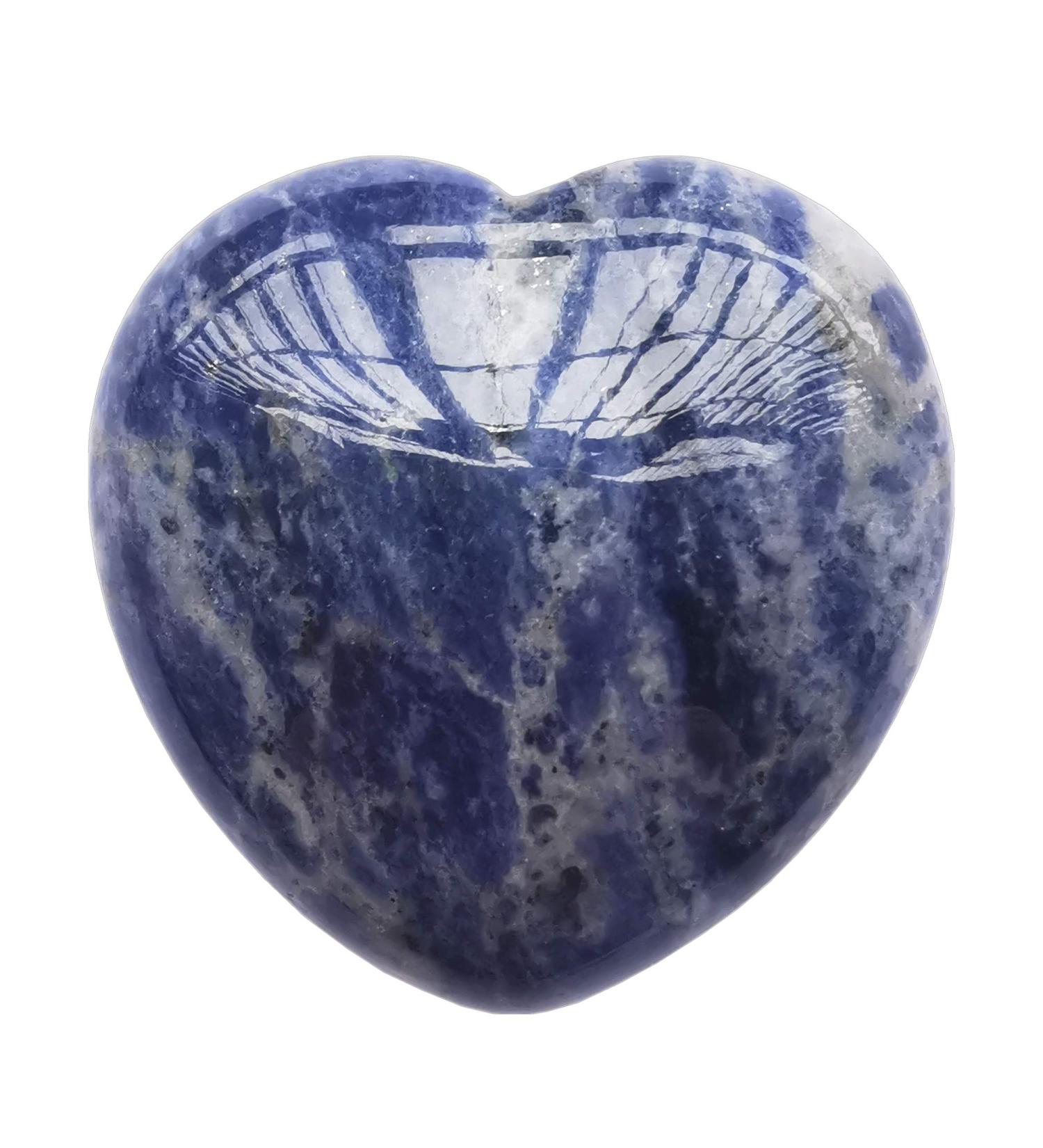 Manekieko Natural Sodalite Palm Worry Heart Stone - 40mm Healing Crystals for Love & Wellbeing | International Shipping - Buy Online on GoSupps.com