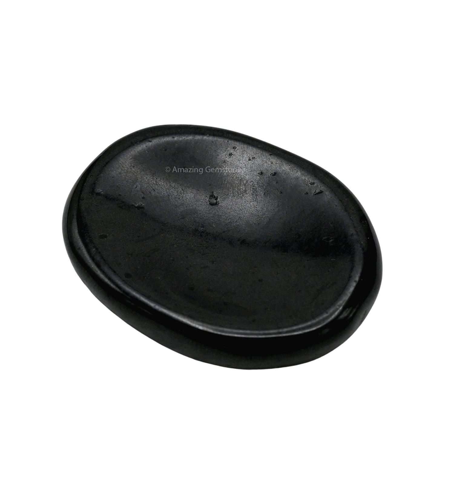 Black Tourmaline Thumb Worry Crystal Healing Stone for Anxiety Relief - Oval Cabochon Pocket Palm Stone - Buy Online on GoSupps.com