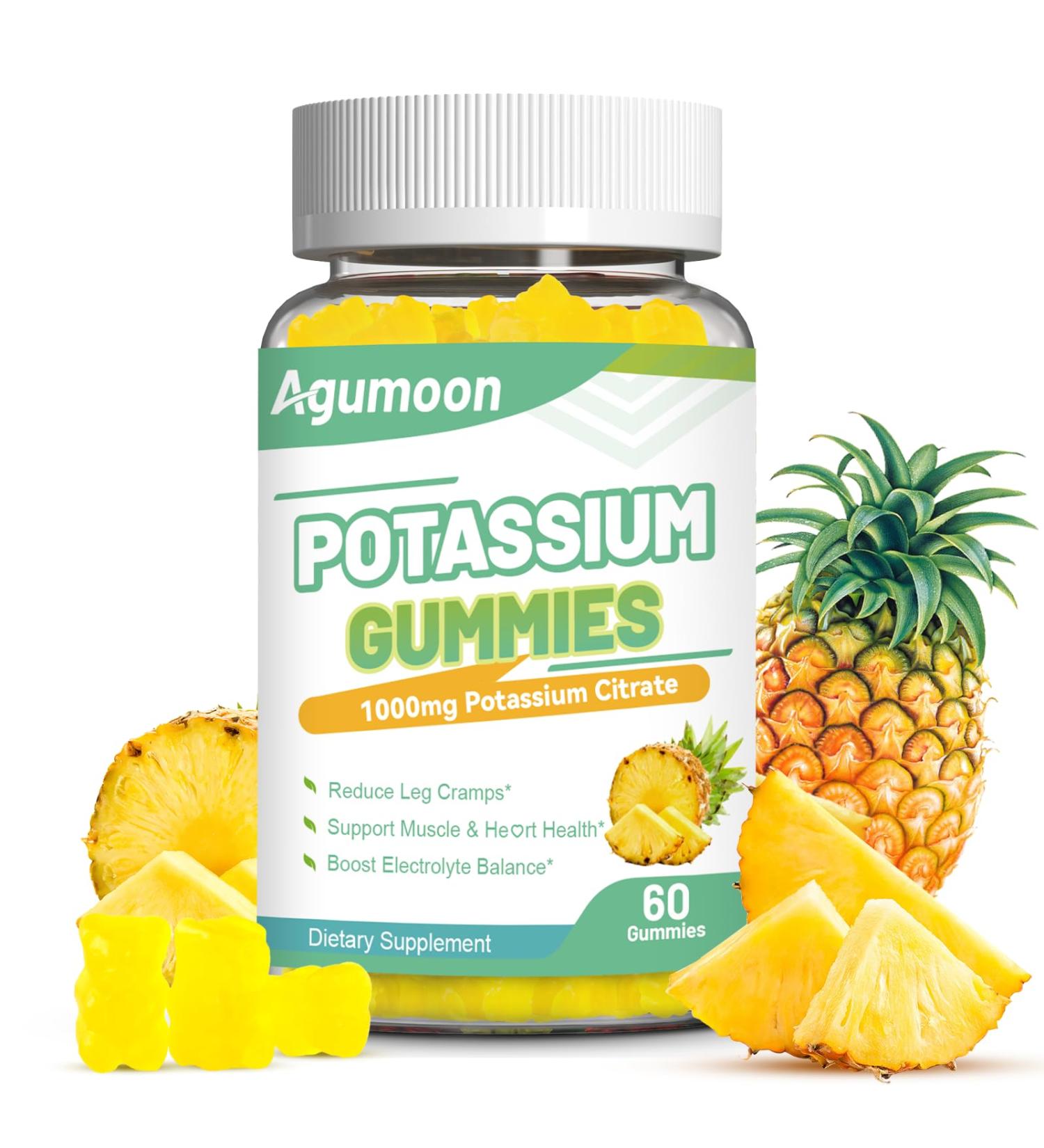 Potassium Gummies 1000mg Potassium Citrate Gummies for Adults Women & Men Chewable Potassium Supplement Support Leg Cramps & Muscle Health - Sugar Free Vegan 60 Count 60 Count (Pack of 1) - Buy Online on GoSupps.com