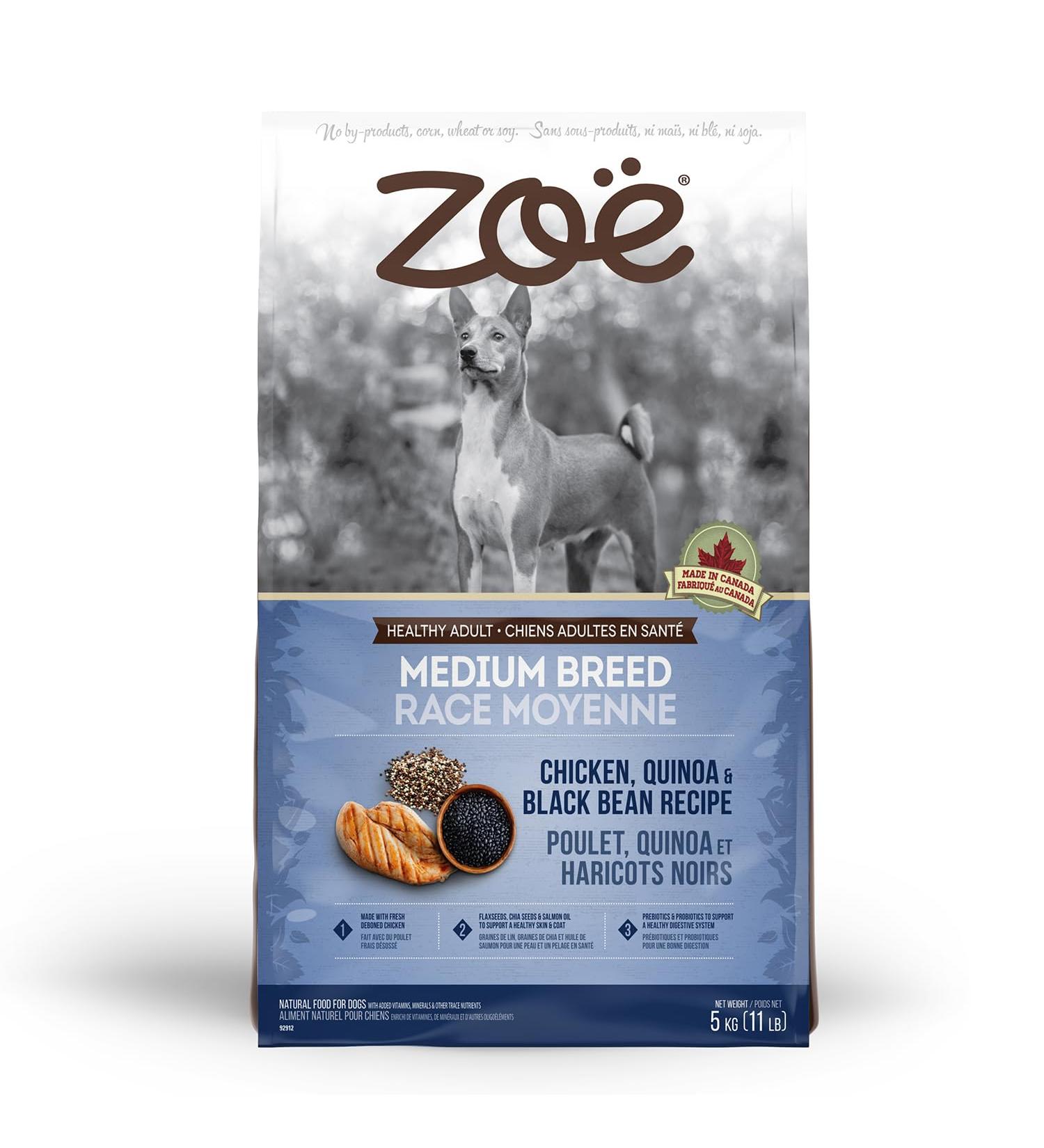 Zoe Dry Dog Food Medium Breed Chicken/Quinoa/Black Bean Recipe 5 kg 5.00 kg (Pack of 1) Chicken/Quinoa - Buy Online on GoSupps.com
