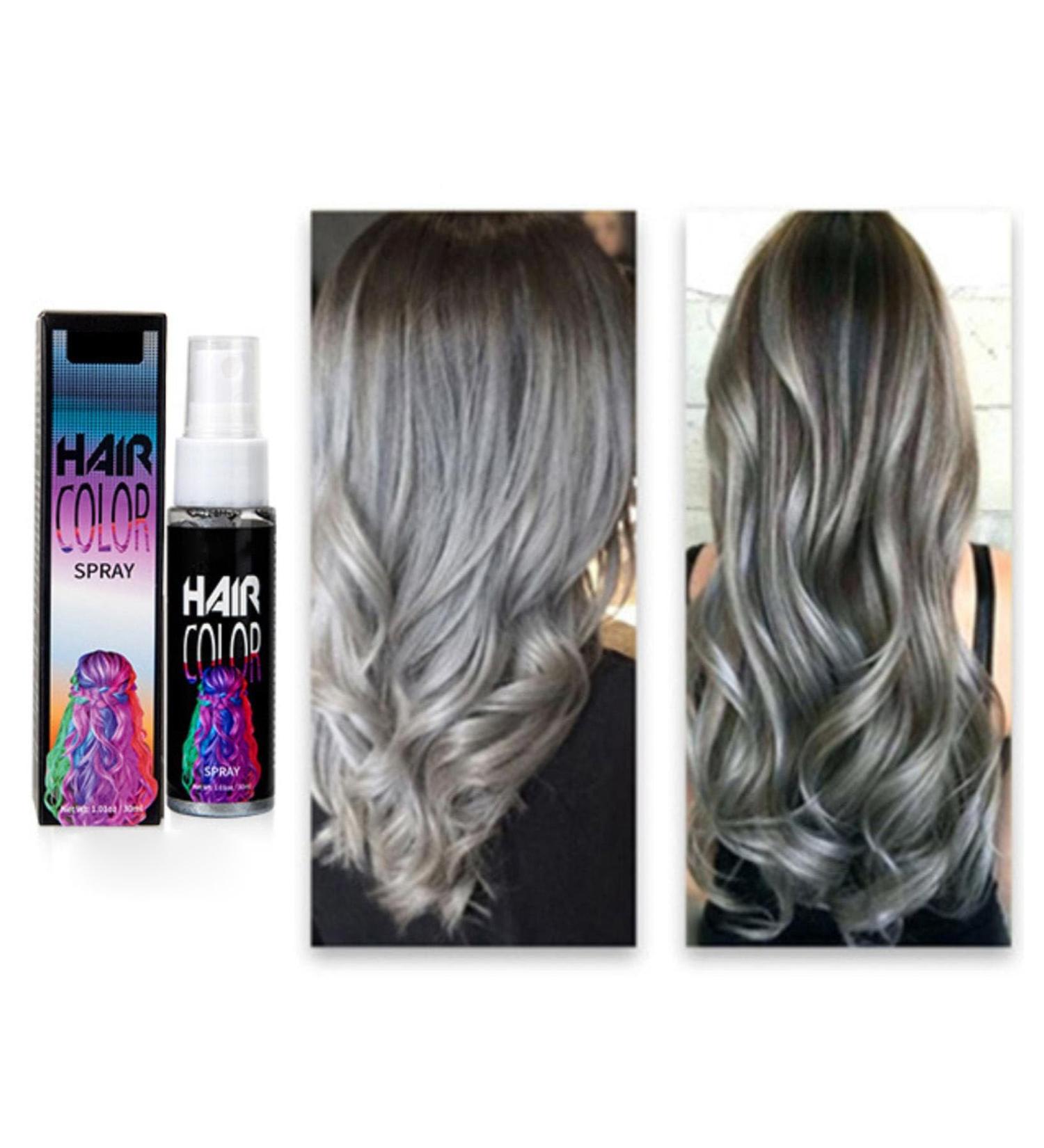 Temporary Hair Color Spray Hair Spray Color Temporary DIY Hair Color Spray Hair Spray Instant Hair Color for All Hair Types Fast-Drying (Gray 30ml) Gray 0.13 Fl Oz (Pack of 1) - Buy Online on GoSupps.com