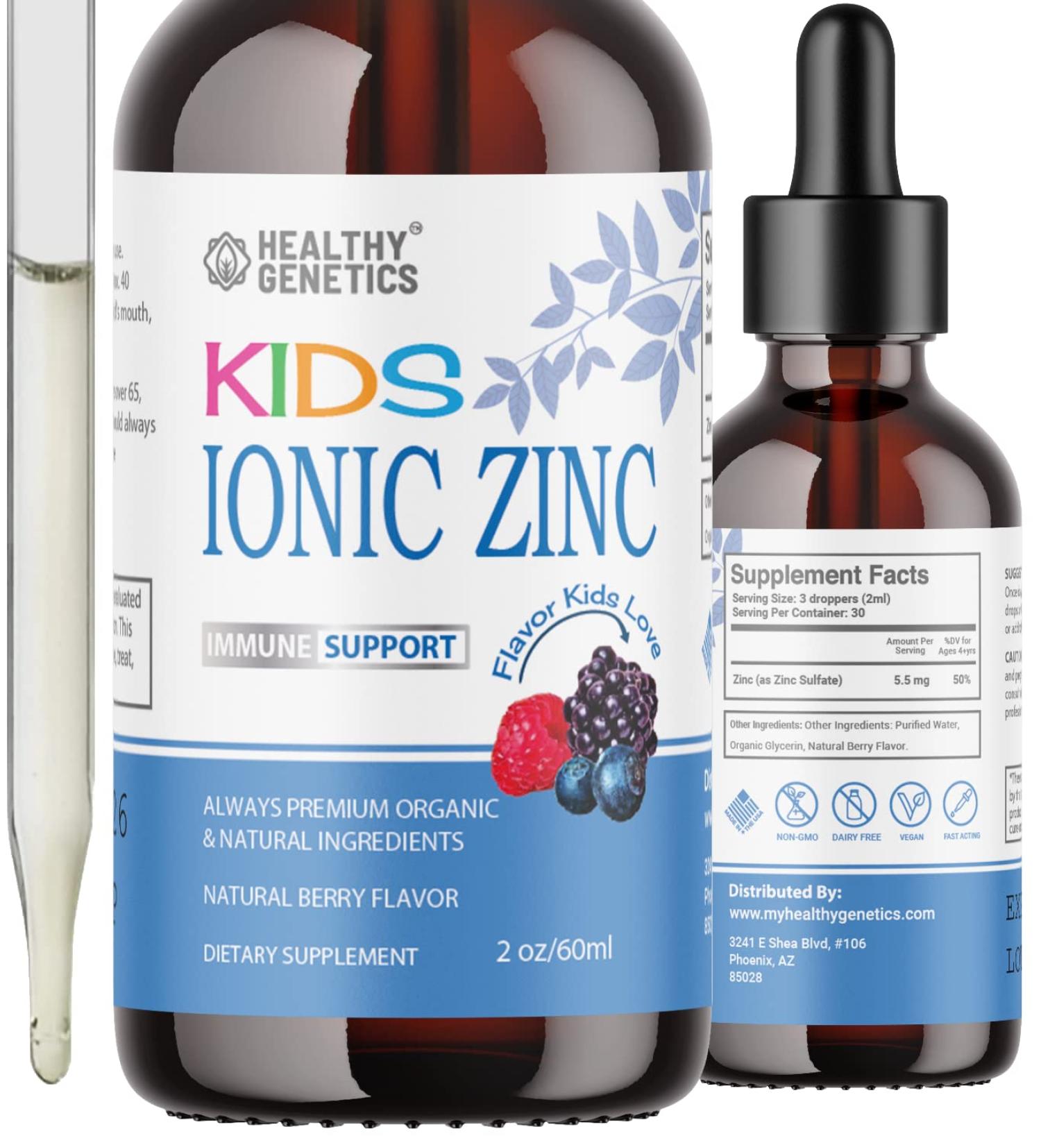 Ionic Liquid Zinc Drops for Kids & Toddlers - 30 Day Supply - Immunity & Brain Support - 2 Oz - Buy Online on GoSupps.com