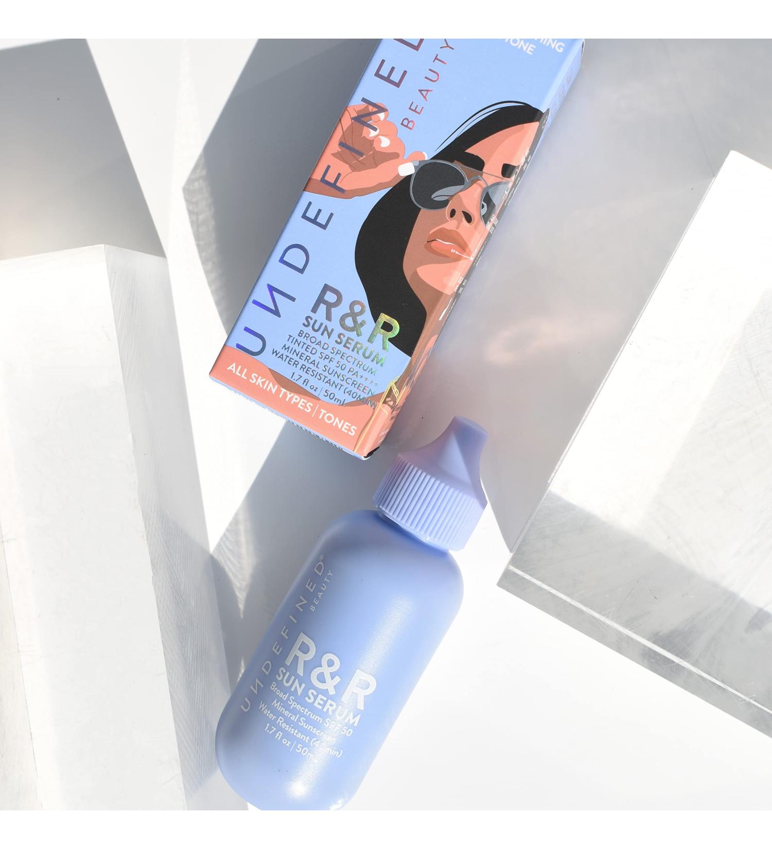 Undefined Beauty R&R Sun Serum Tinted Mineral SPF 50 PA++++ with Niacinamide, Tremella & Raspberry Seed 1.7oz - Buy Online on GoSupps.com