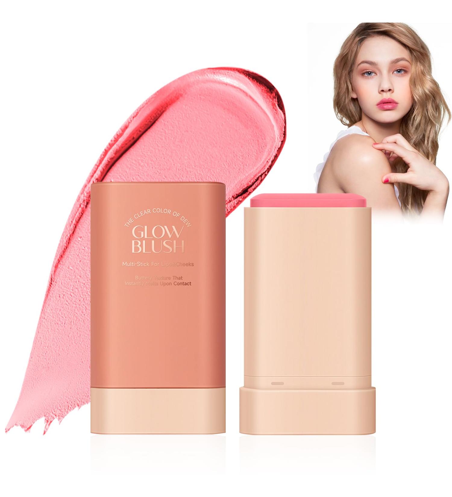 Blush Stick Waterproof Cream Blush Stick Multi-Functional Cream Blush Stick Long Lasting Matte Makeup Stick for Women Girls Cheeks Lips Eyes - Buy Online on GoSupps.com