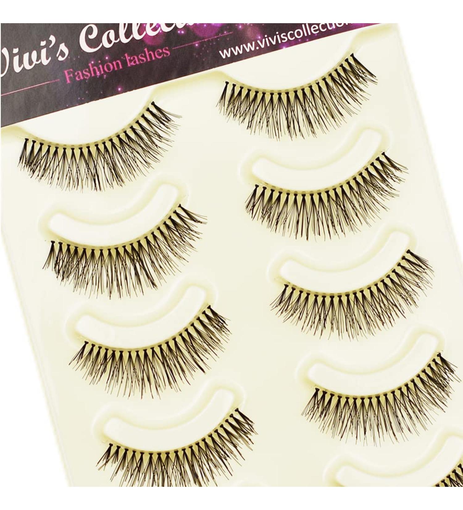 Vivis False Eyelashes 5 Pairs Short Natural Lashes Volume Hand-made Fake Eye Lash Black Soft for Various Makeups - 111M
