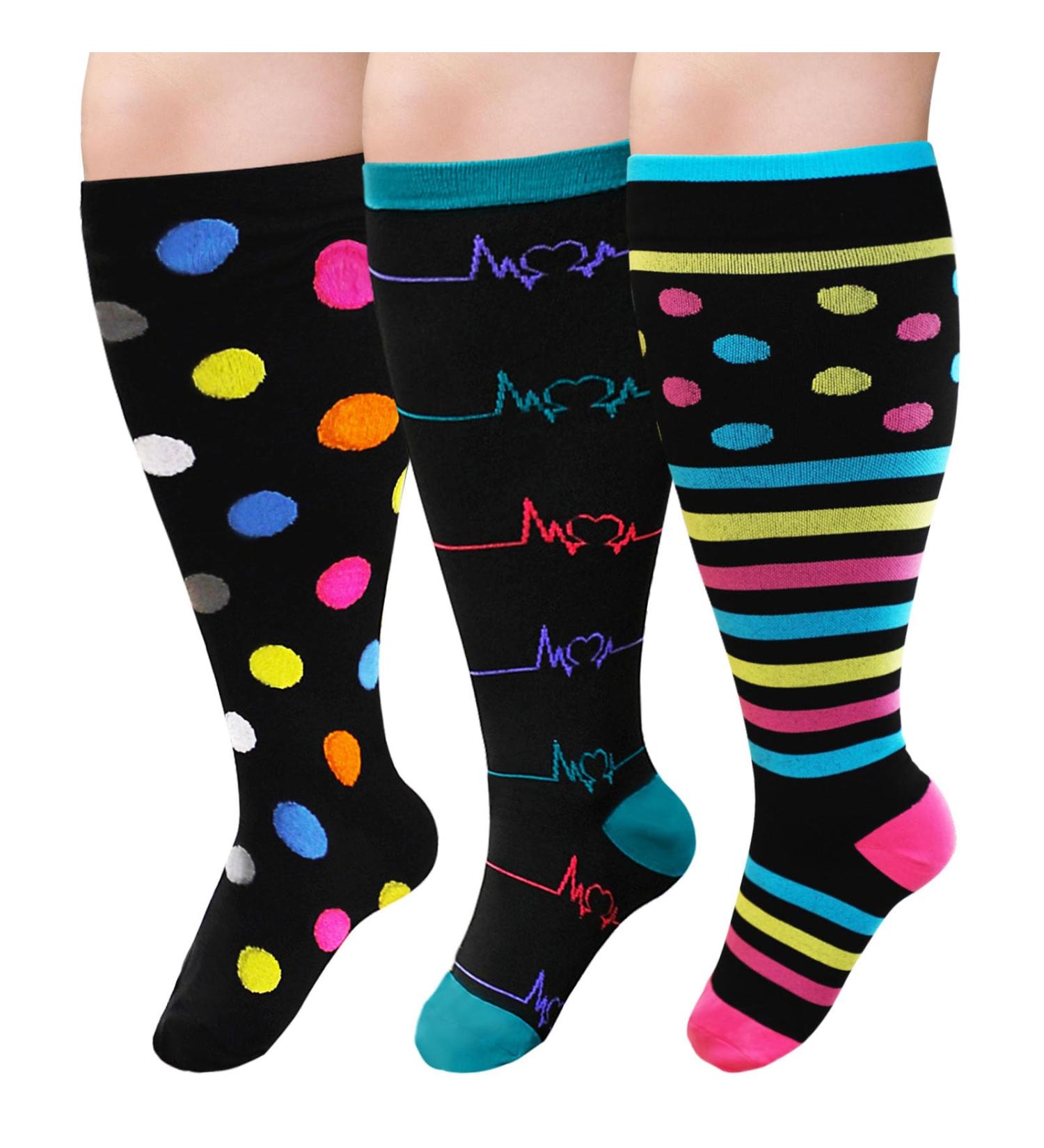 ZfSock Compression Stockings for Thick Calves | Medical Support Socks 20-30mmHg for Men & Women | Oversize Travel Socks in Colorful Designs | Comfortable Compression for Couples - Buy Online on GoSupps.com