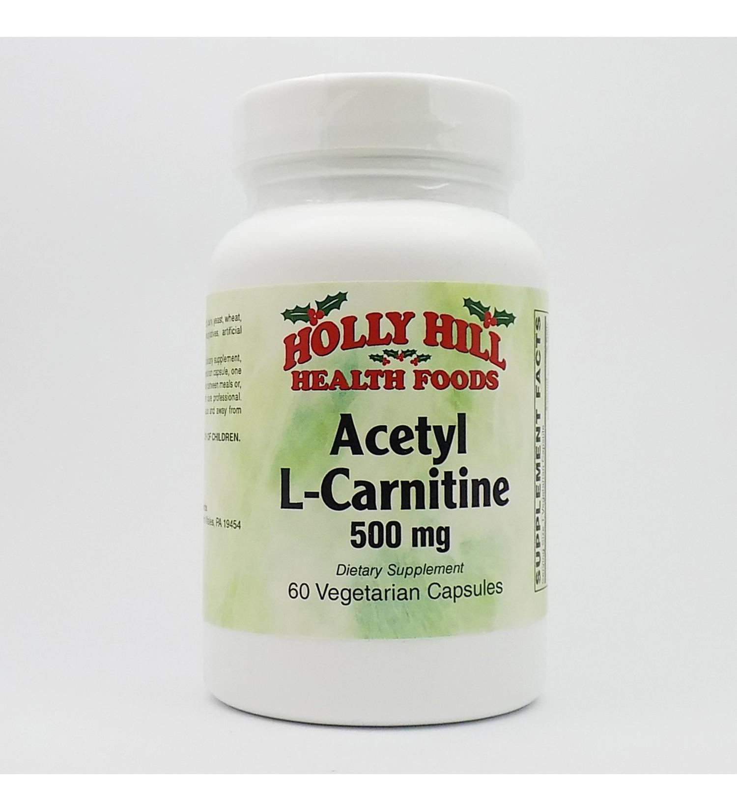 Holly Hill Health Foods Acetyl L-Carnitine 500 MG 60 Vegetarian Capsules 1 Count (Pack of 60)