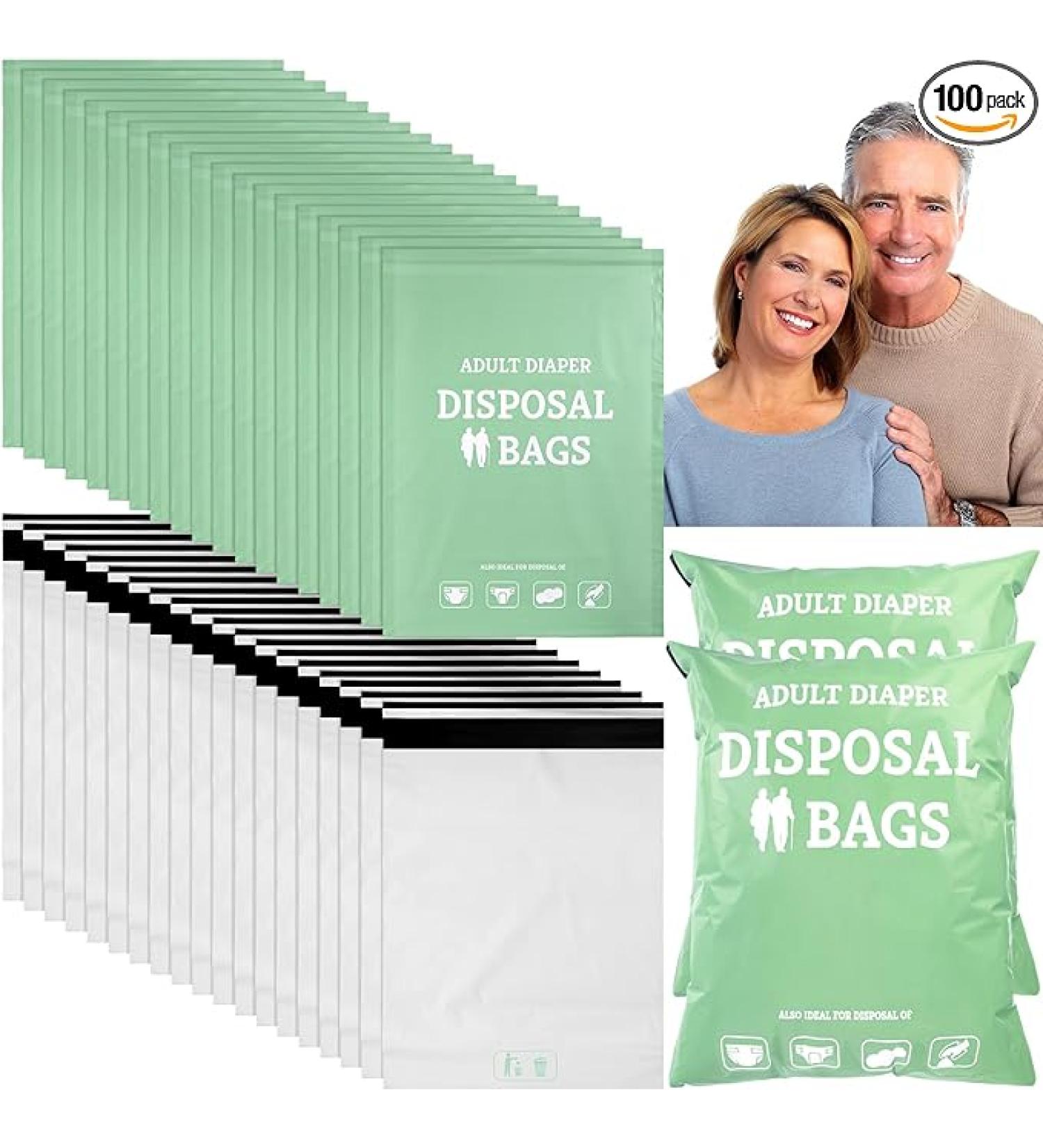 PerKoop 100 Pcs Extra Thick Large Adult Diaper Disposable Bags Odor Tight Sealing Disposal Bags Tear Resistance Sanitary Bag for Feminine Products Prevents Leakage Incontinence Unscented Diaper Sacks - Buy Online on GoSupps.com