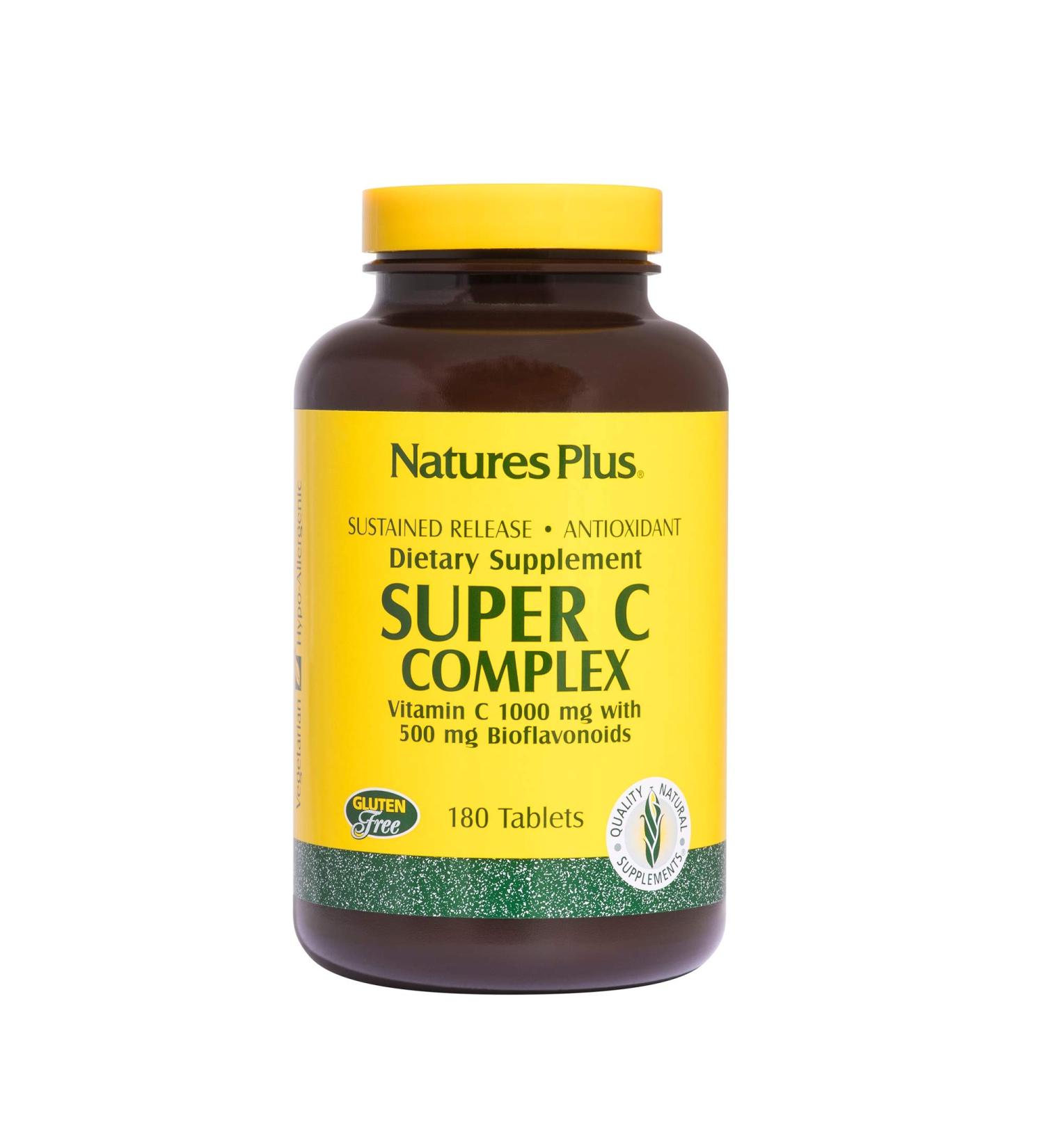 Nature's Plus Super C Complex 180 Tablets - Boost Immunity & Wellness - Buy Online on GoSupps.com