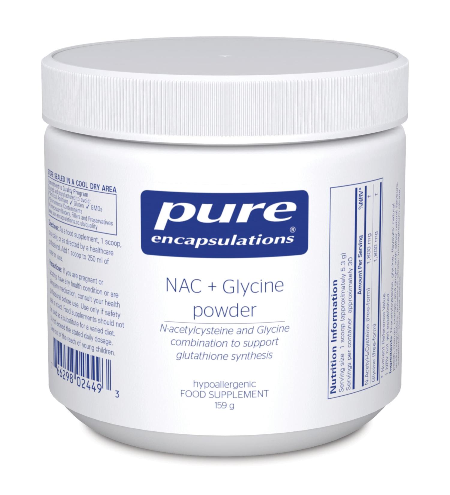 Pure Encapsulations NAC + Glycine Powder - Glutathione Synthesis Support - Buy Online on GoSupps.com