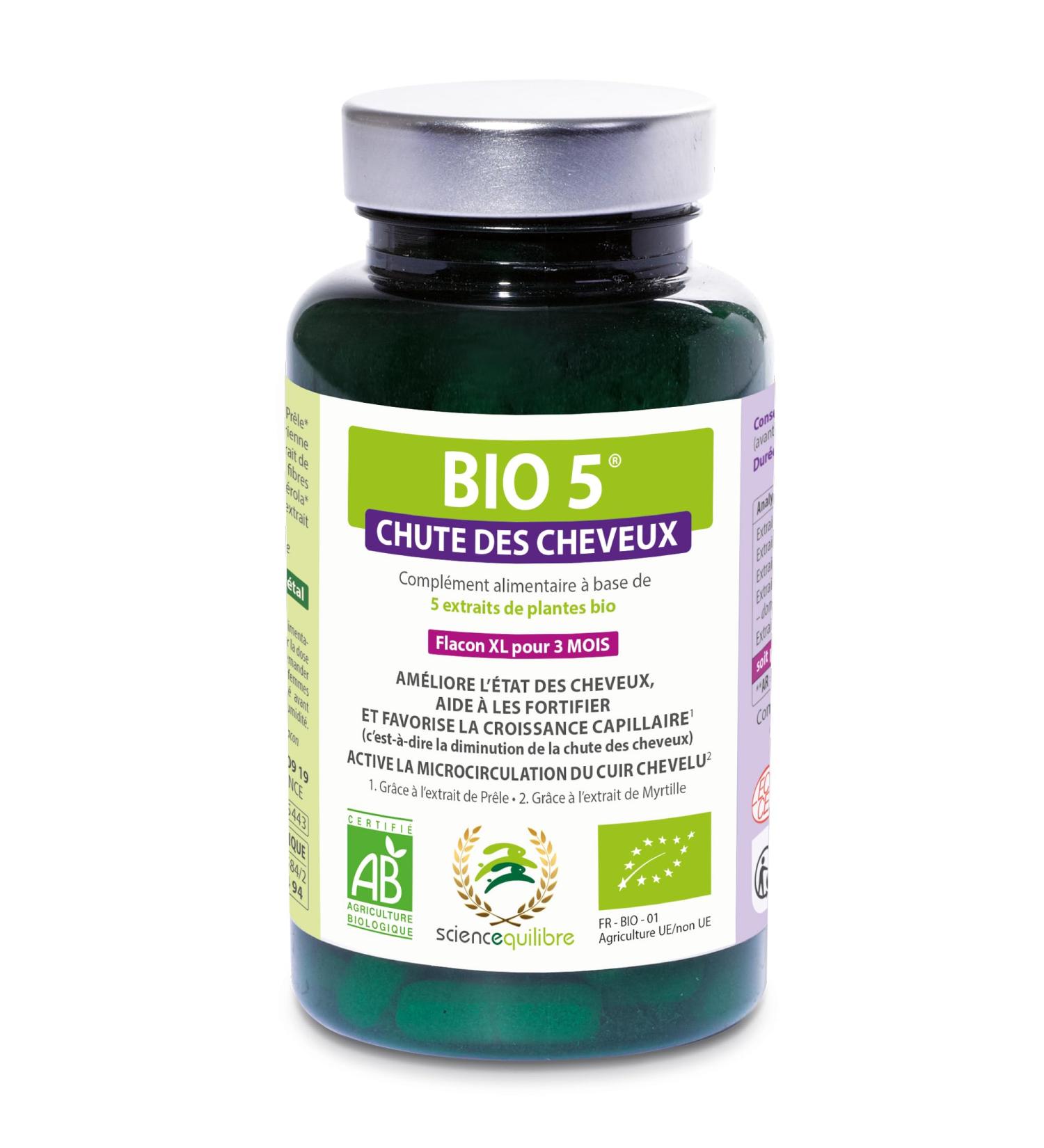 BIO 5 Chute des Cheveux Anti-Chute Bio 90 Comprim s (3 Mois) Cheveux Fins & Clairsem s Compl ment Alimentaire Homme & Femme Fabriqu en France - Buy Online on GoSupps.com