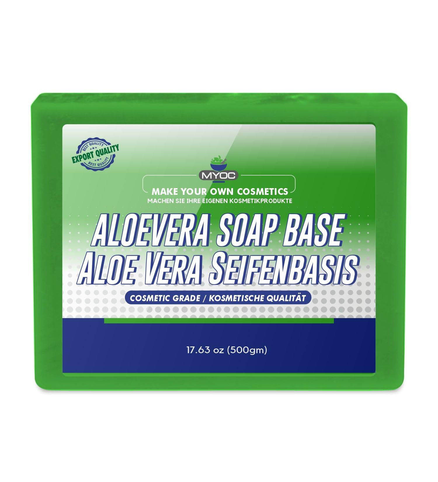 MYOC Aloe vera soap base - Glycerin aloe vera extract and vegetable oil - Melting and pouring base for DIY soap making - 500 g