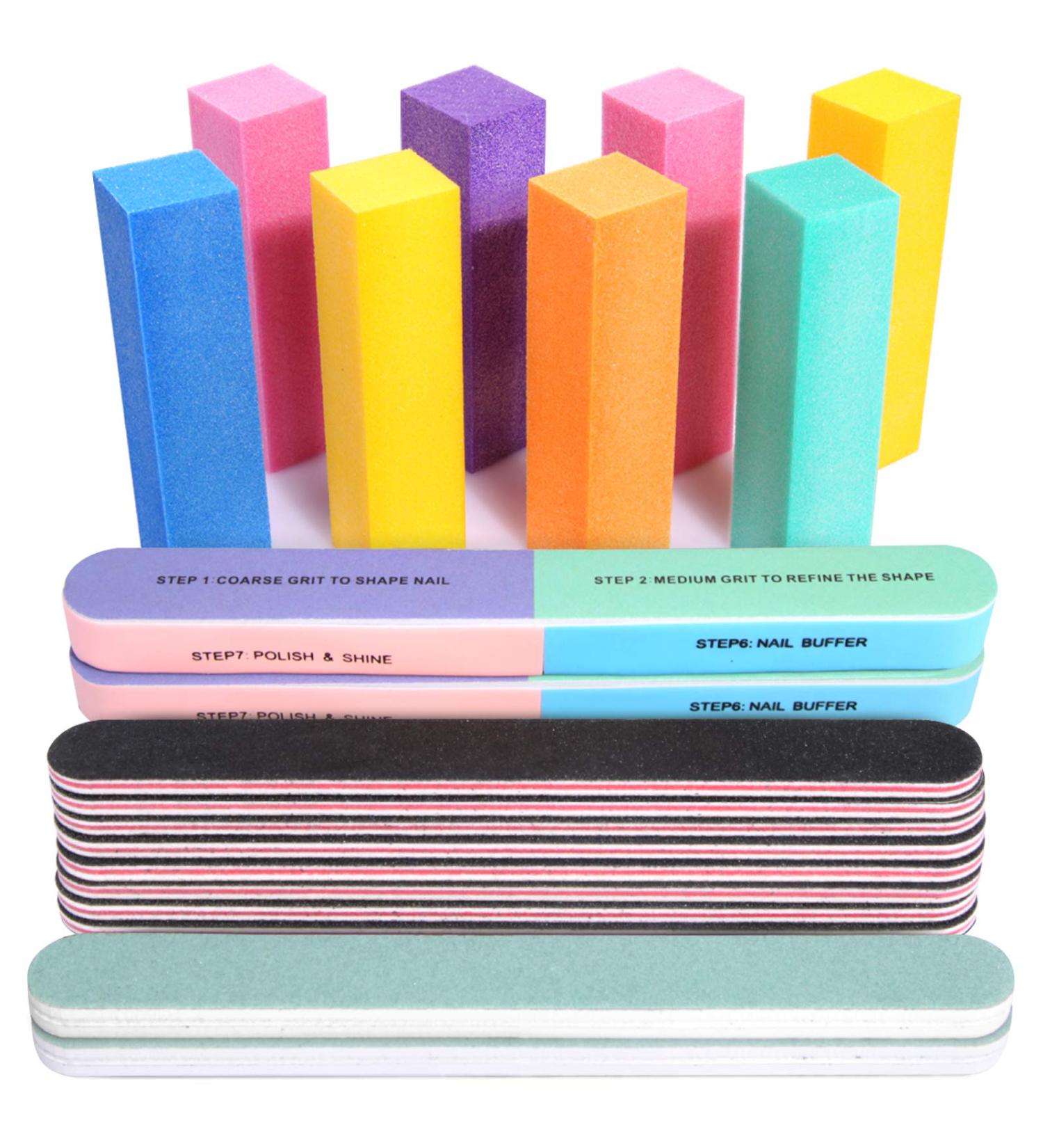 FANDAMEI 20PCS Professional Manicure Tools Kit | Nail Files & Buffers Set with Rectangular Nail Buffer Block and 100/180 Grit Nail File | 7 Way Nail File & Nail Polishing Buffer | Nail Care Tool in Black - Buy Online on GoSupps.com