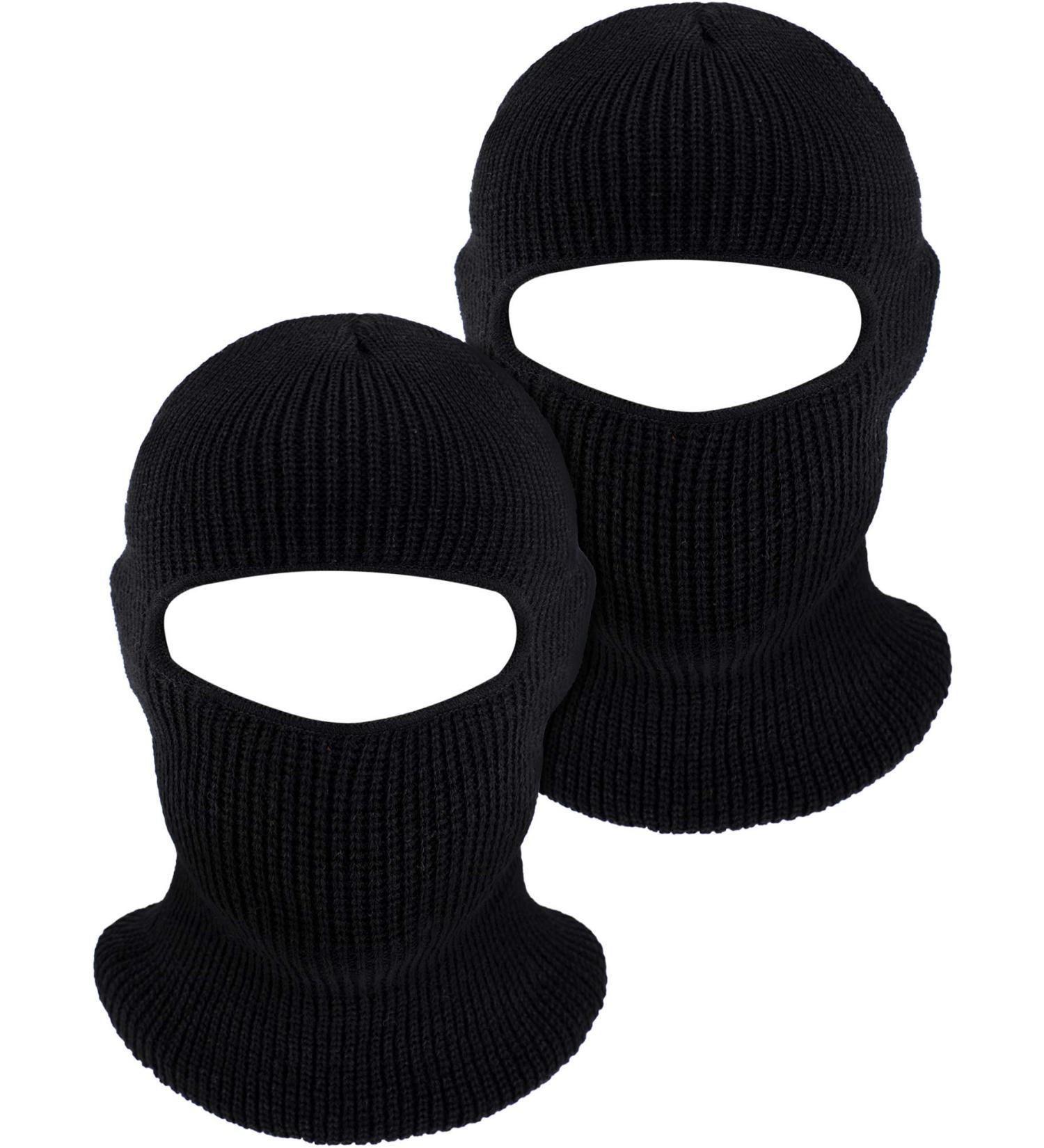 Willbond 1-Hole Knitted Ski Full Face Covering Balaclava - Adult Winter Outdoor Sports (2 Pack, Black) - Buy Online on GoSupps.com