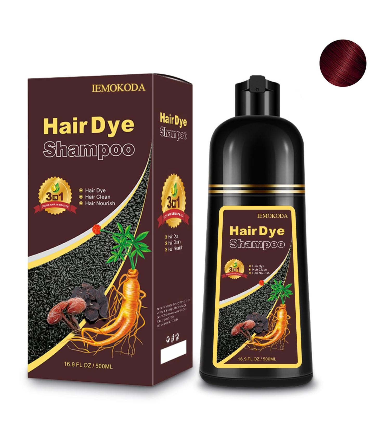 Dark Wine Red Hair Dye Shampoo for Women - 15 Min Semi-Permanent Burgundy - Organic 3IN1 Color (16.9FL OZ - Buy Online on GoSupps.com