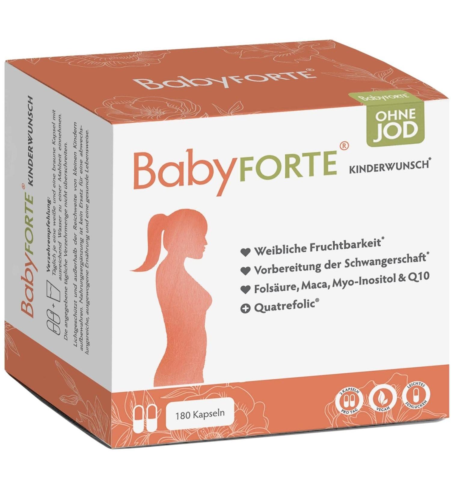 Baby Forte Desire for Children - Vegan Iodine-Free Vitamins 180 Capsules with Quatrefolic Folic Acid 800 Maca & Inositol - Ideal for Pregnancy Support - Buy Online on GoSupps.com