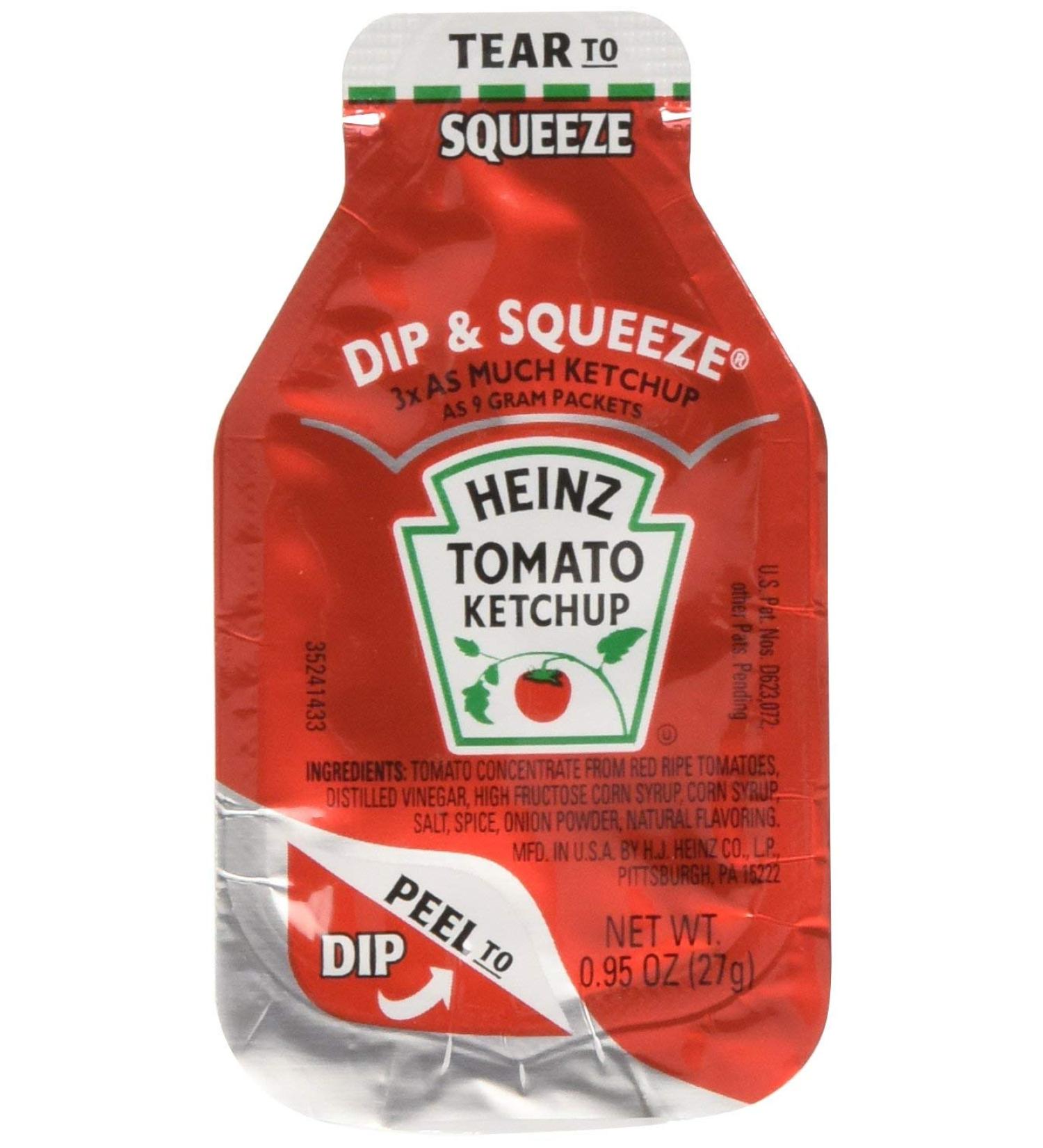 Heinz Ketchup Dip & Squeeze Packets (100 Pack, 0.95 oz) - 3x More Ketchup Than Standard Packets - Buy Online on GoSupps.com