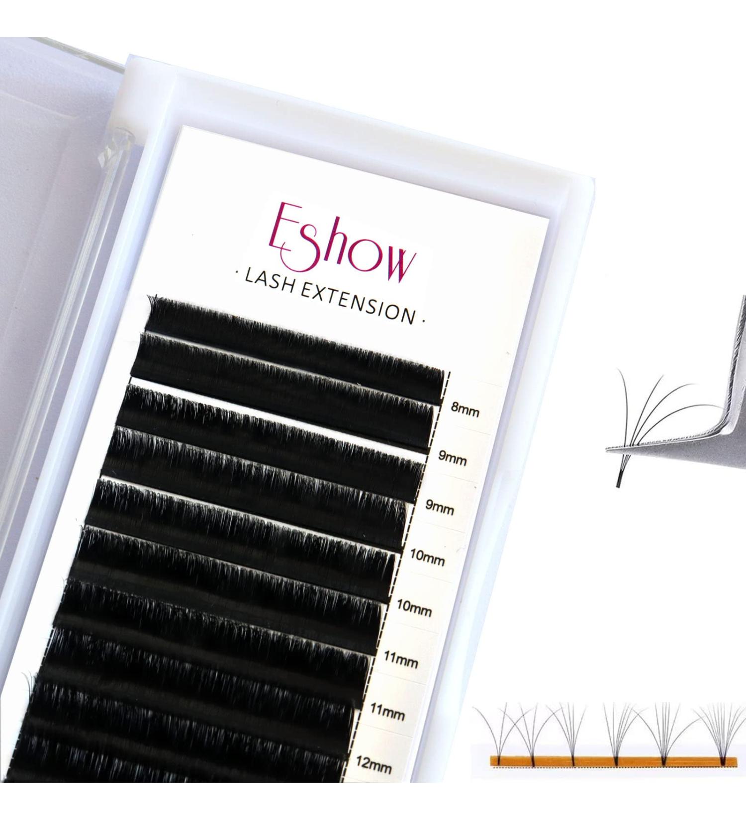 Shop Eshow Eyelash Extensions 0.03 D Curl 8-14 Mix Tray | Russian Volume Lashes - Professional Natural False Eyelashes - Buy Online on GoSupps.com