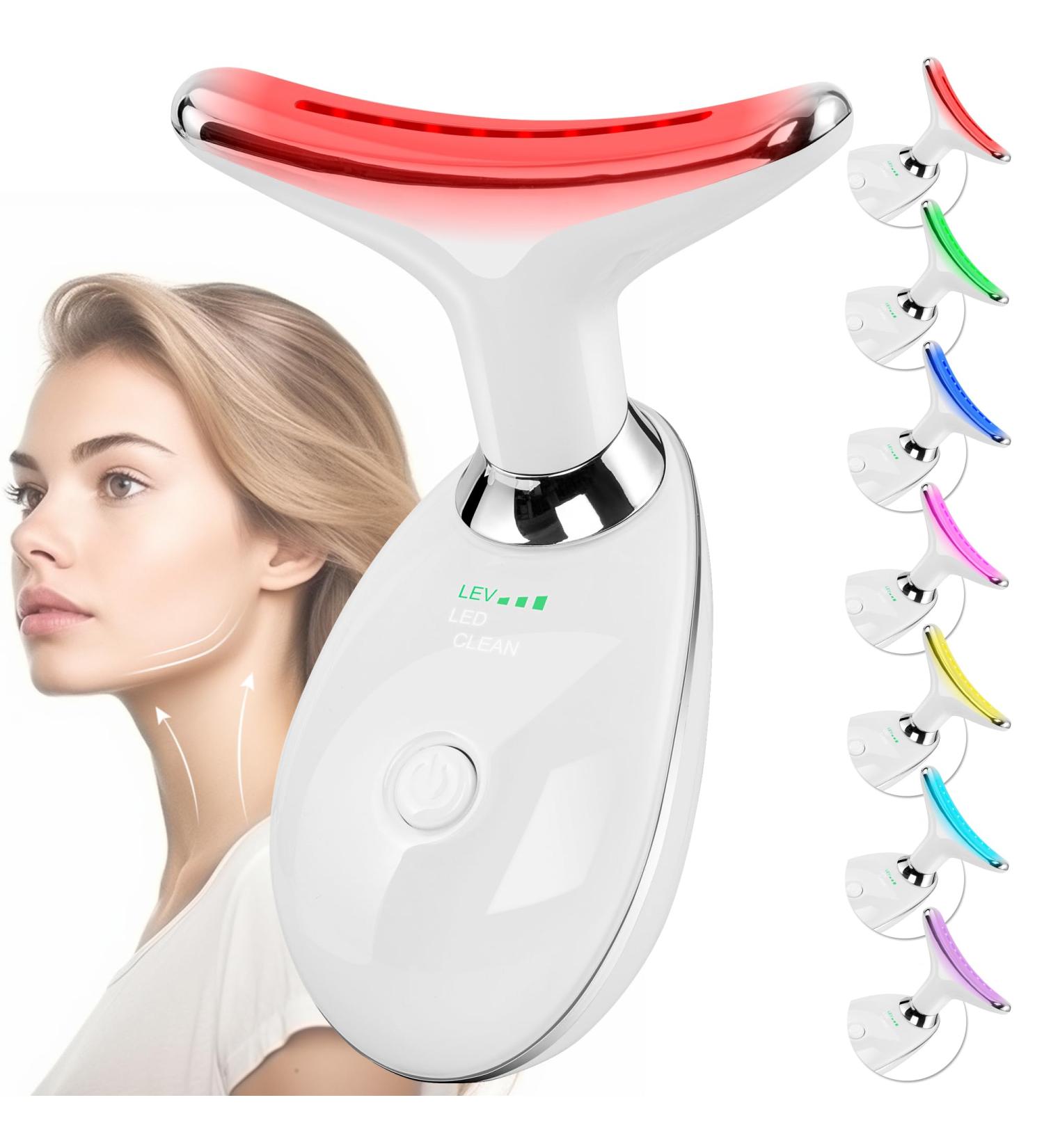 Facial Massager for Face & Neck - 7 Color Sculpting Wand with Red Light Therapy for Enhanced Skin Care (White - Buy Online on GoSupps.com