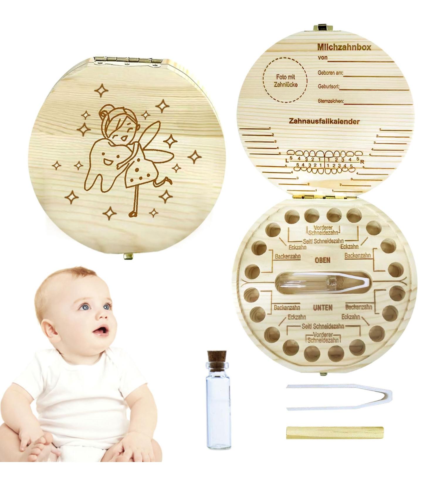 Eco-Friendly Wooden Tooth Box for Baby Teeth | Perfect Milk Tooth Souvenir & Storage Gift for Boys & Girls - Buy Online on GoSupps.com