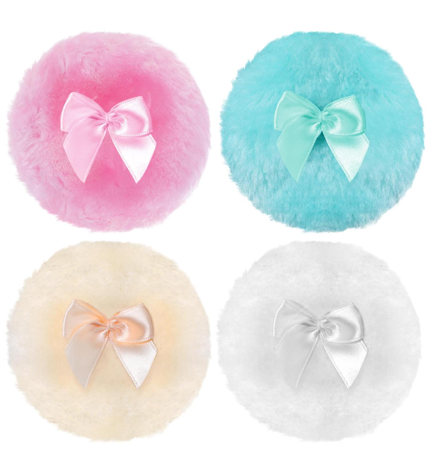 Buy Sibba 4Pcs Large Fluffy Powder Puff - 3.5 Inch Ultra Soft Washable & Reusable Makeup Tools for Face & Body | International Shipping Available - Buy Online on GoSupps.com