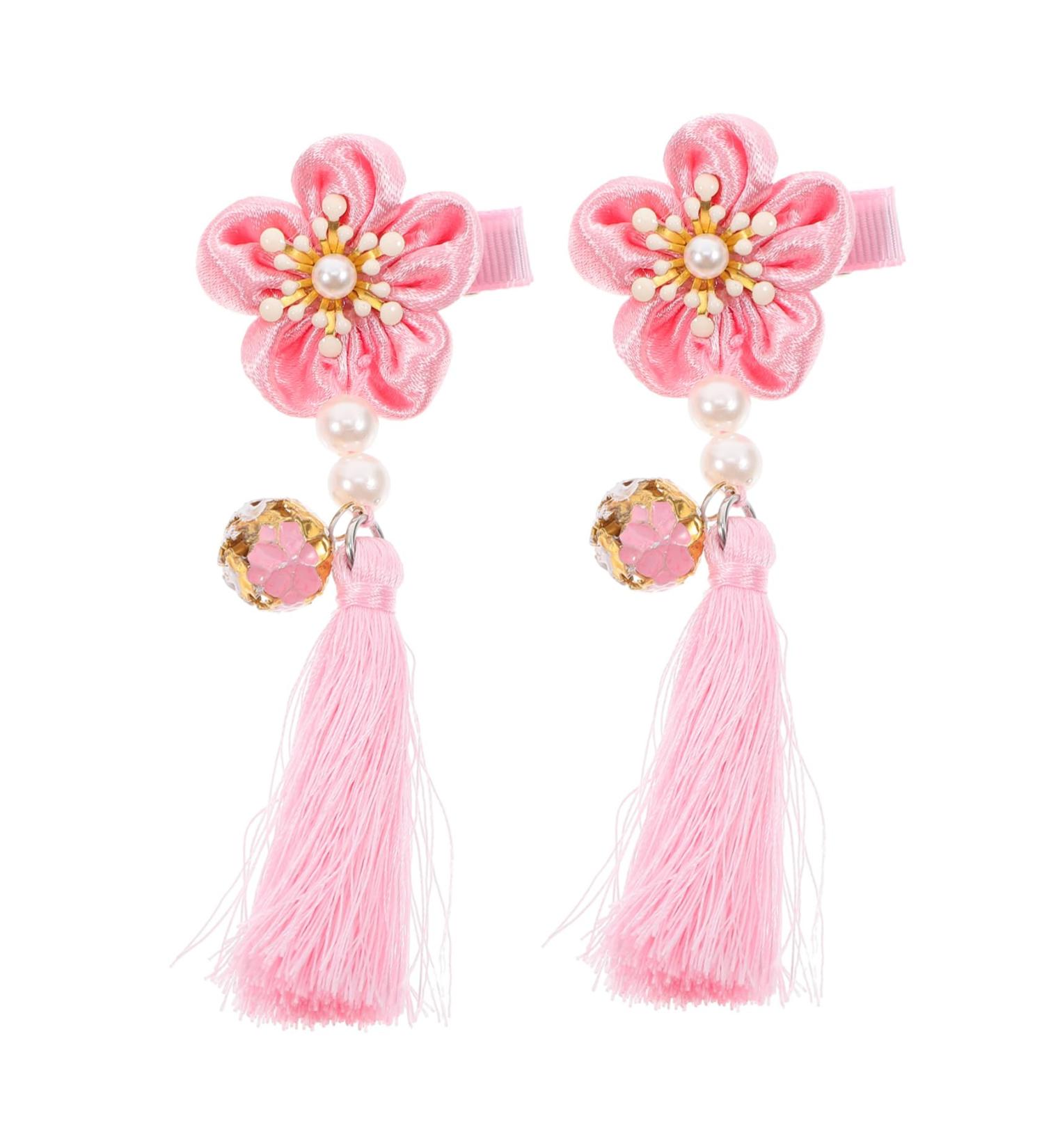 minkissy 1 Pair Kids Barrettes for Hair Kids Hair Side Bows Hair Clips Tassels Barrettes Flower Hair Clip New Year Hairwear Hair Clip for Han Girls Hairclips Child Ribbon Japanese-style - Buy Online on GoSupps.com