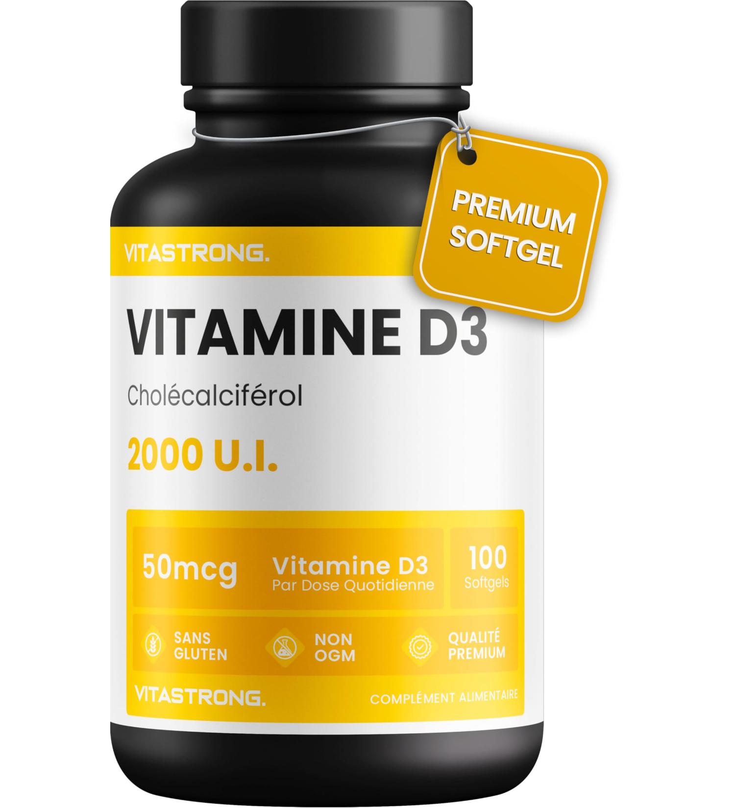 Vitamin D Vitastrong | 2000 IU Vitamin D3 | Highly Dosed Vitamin D | Contributes to Normal Functions of the Immune System | Vitamins for Bone Muscle Functions - Buy Online on GoSupps.com