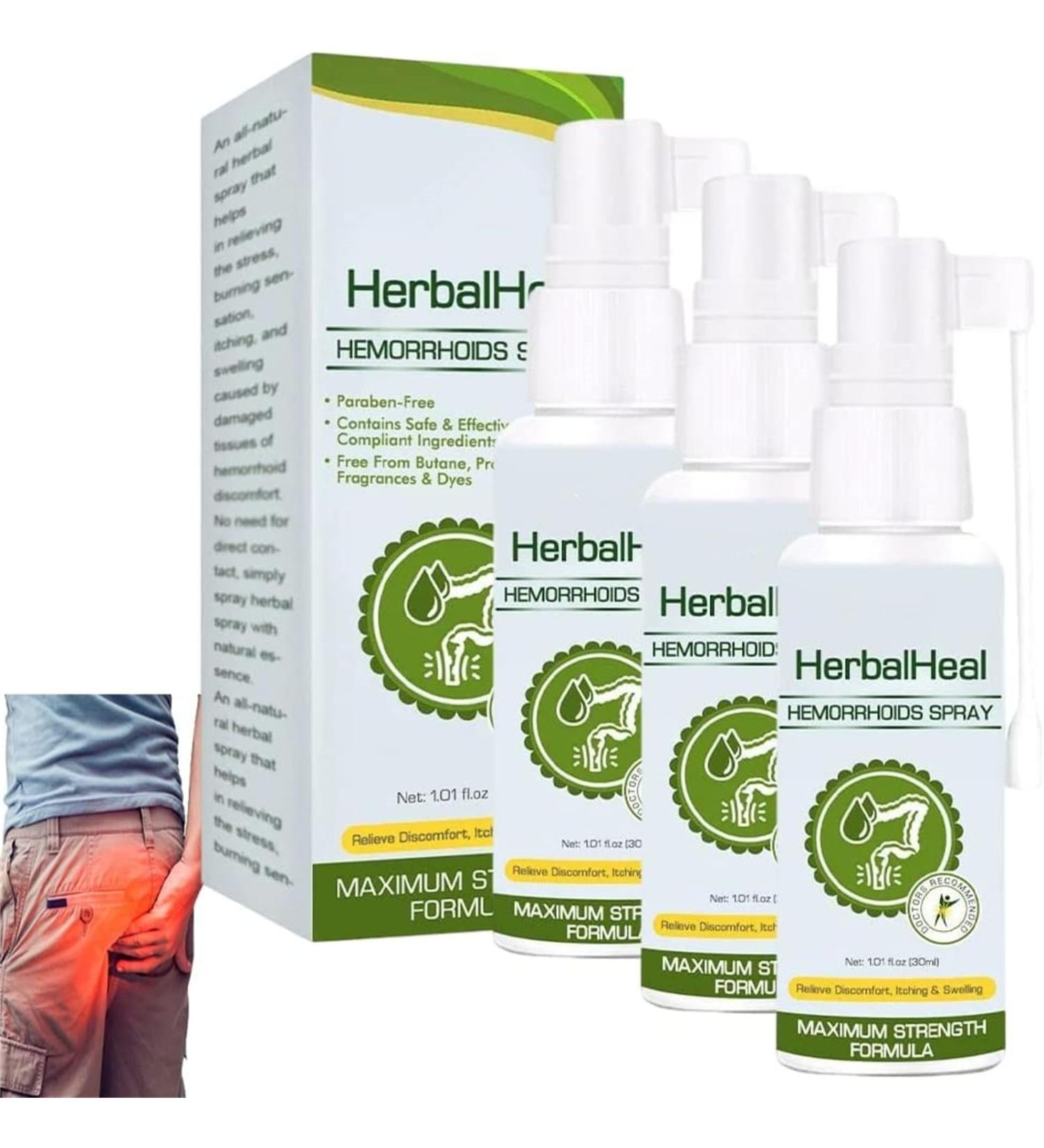 GFOUK Herbalheal Hemorrhoids Spray Natural Herbal Hemorrhoids Spray Hemocare Herbal Hemorrhoids Spray Fast Relief of Hemorrhoids and Anal Fissures 30ML (3Pcs) - Buy Online on GoSupps.com