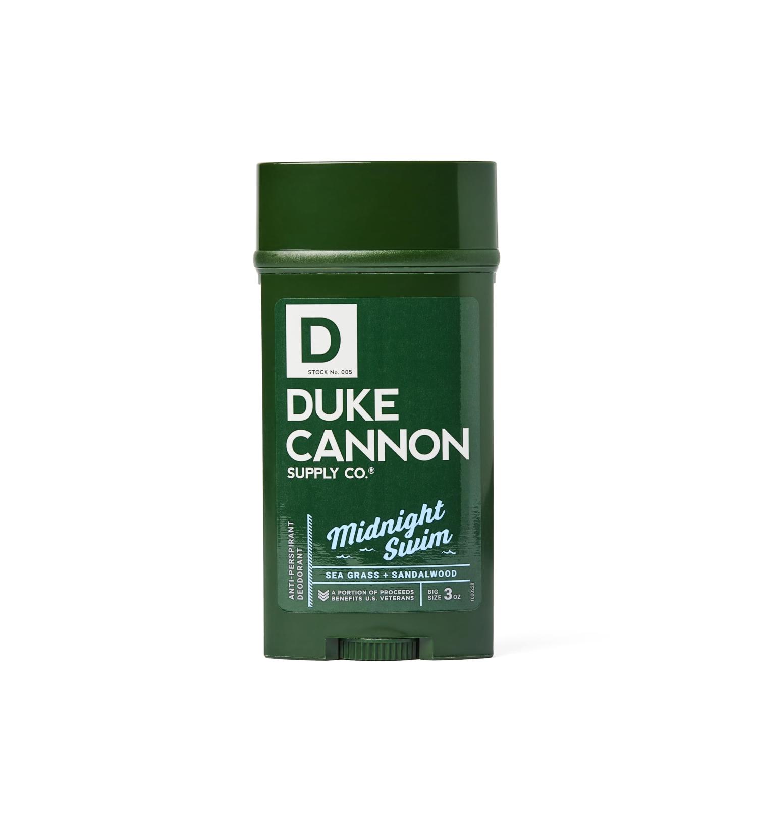 Duke Cannon Anti-Perspirant Deodorant Midnight Swim - Heavy Duty Sweat & Odor Protection Aloe Vitamin E Activated Charcoal 3 oz. Midnight Swim Anti-Perspirant - Buy Online on GoSupps.com