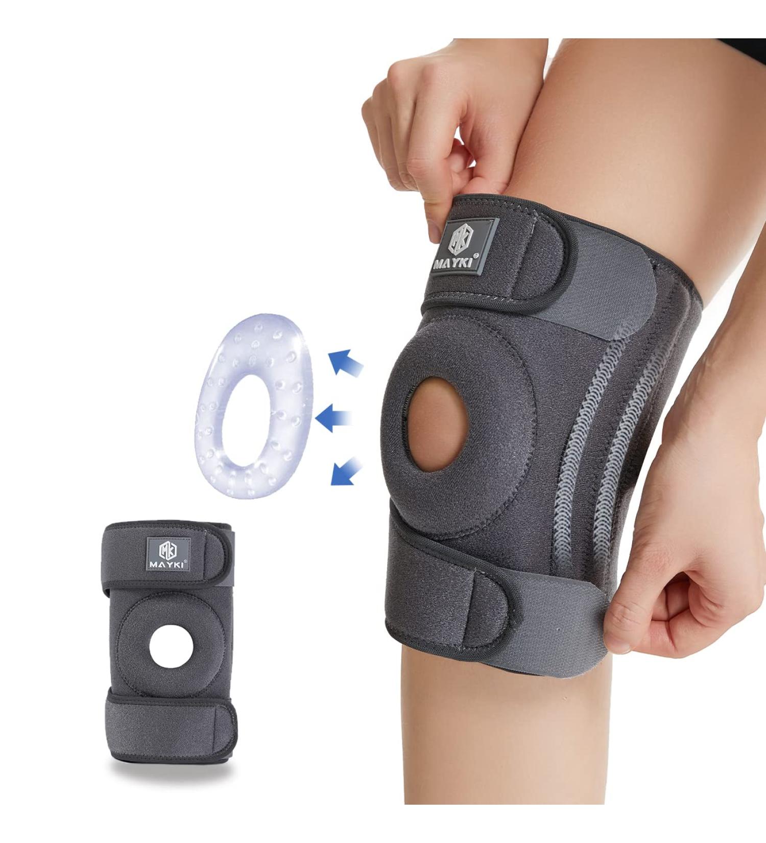 MAYKI Adjustable Knee Support Brace for Men/Women - Patella Gel Pad, Breathable Design for Arthritis & Ligament Damage - Running & Weight Lifting - Grey - Buy Online on GoSupps.com