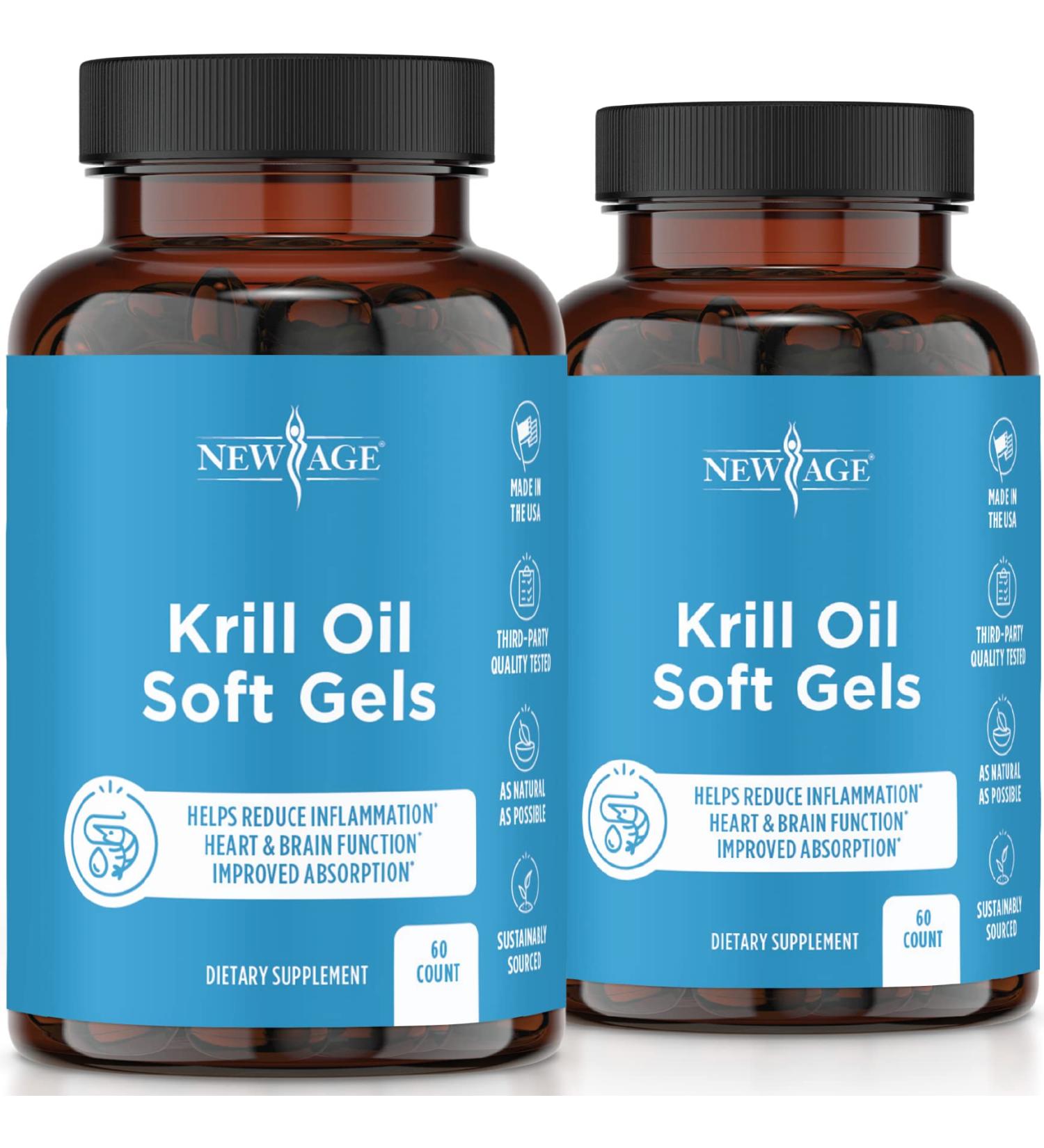 Antarctic Krill Oil 1000mg 2 Pack - Omega 3 6 9 with Astaxanthin - EPA DHA - Pure & Mercury Free - Non GMO - Gluten Free - by New Age - Buy Online on GoSupps.com