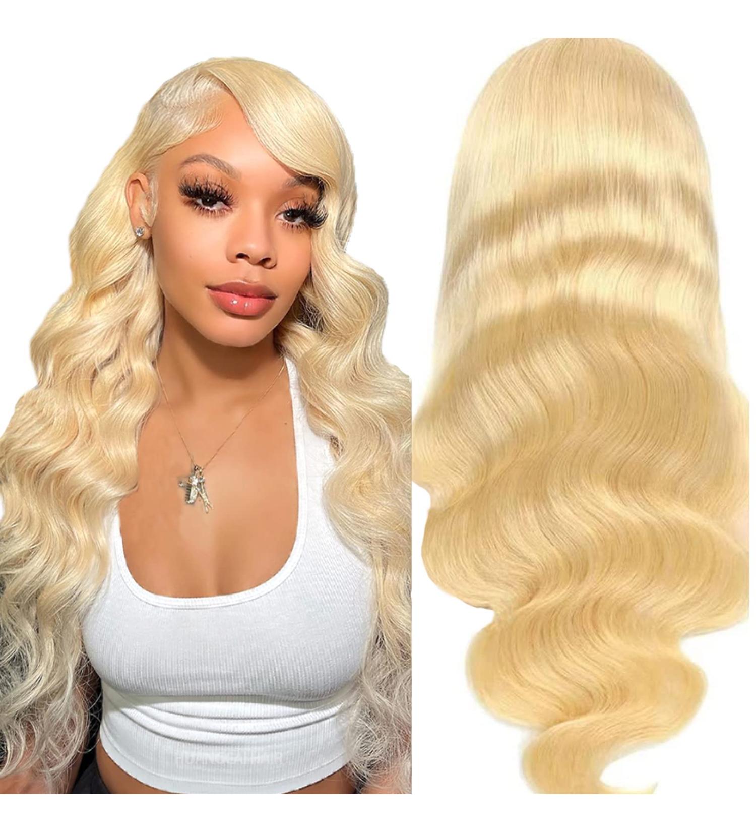 20 613 Blonde Body Wave Lace Front Wig Human Hair 10A - Pre Plucked, 150% Density, Free Part - 20 Inch Human Hair Lace Front Wig for Women - Buy Online on GoSupps.com