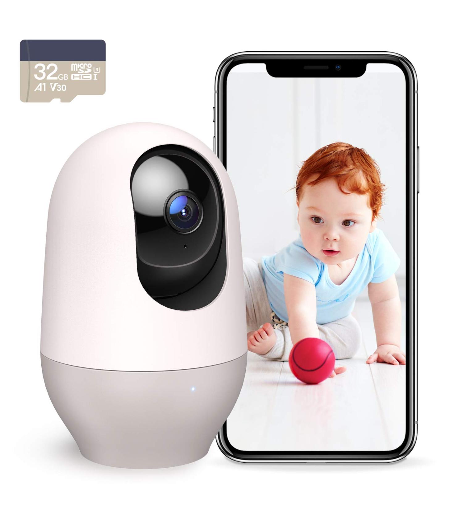 Nooie 1080P 360-degree Baby WiFi Monitor with 32G SD, Motion Tracking, Night Vision, 2 Way Audio - Works with Alexa - SD Card and Cloud Storage Included - Buy Online on GoSupps.com